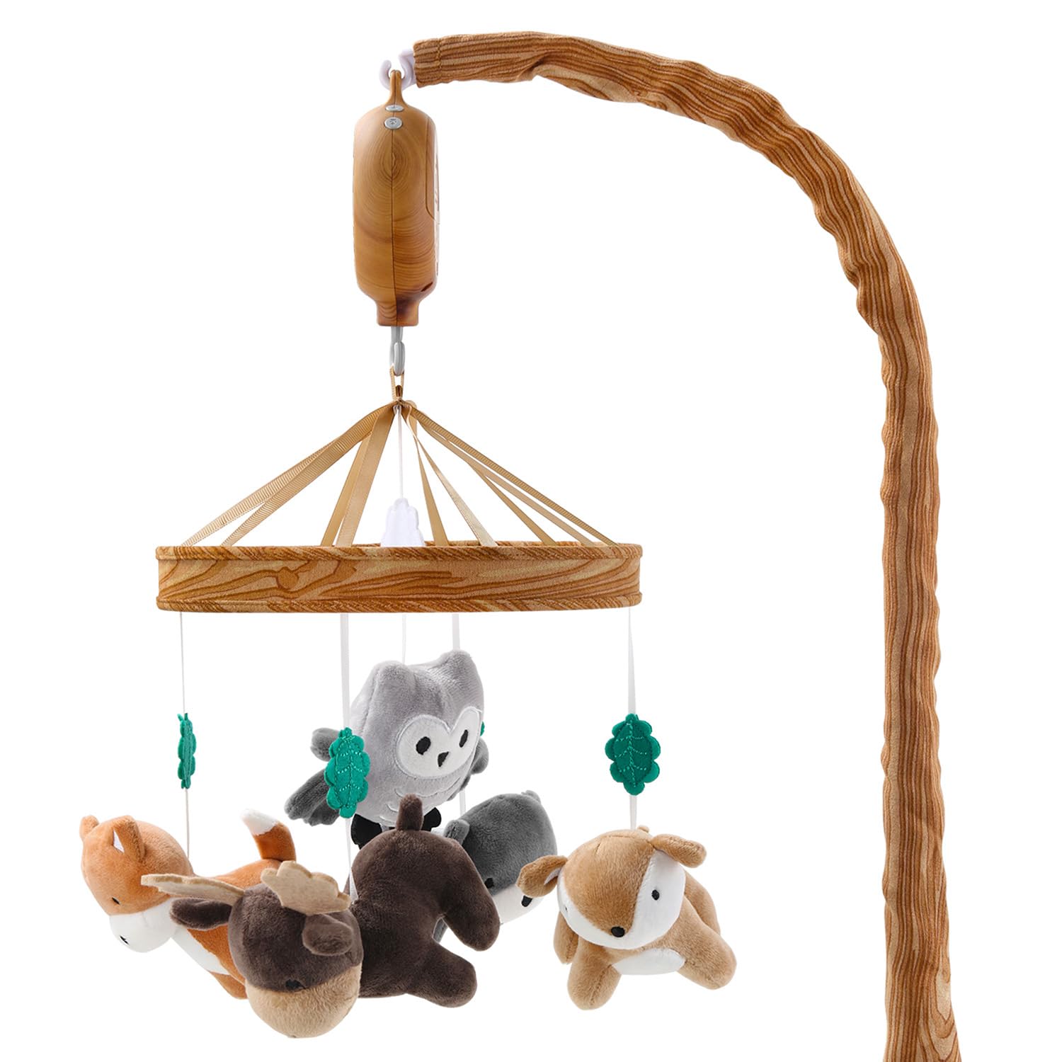 The Peanutshell whimsical woodland musical crib mobile with bear deer owl moose and fox