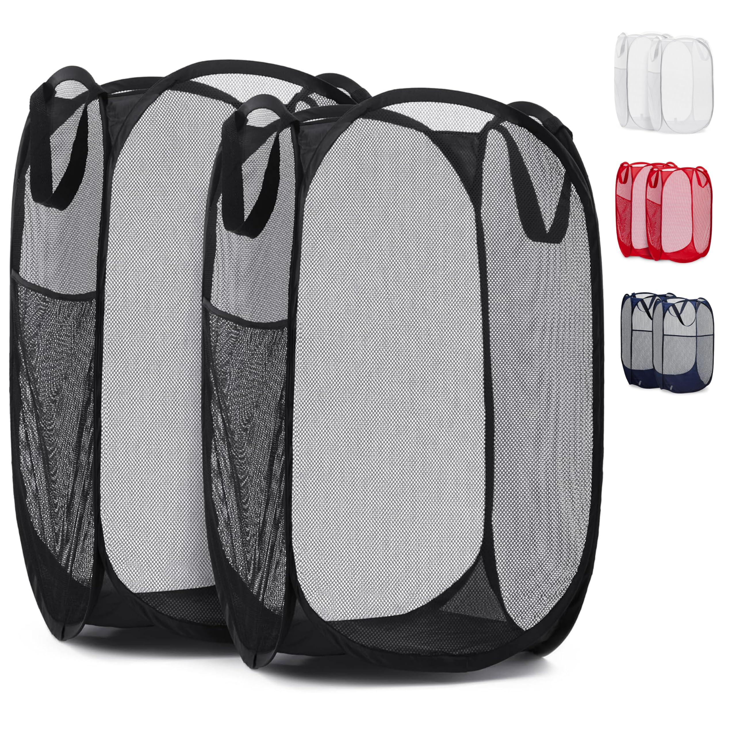 Handy Laundry black collapsible mesh pop-up hamper two-pack