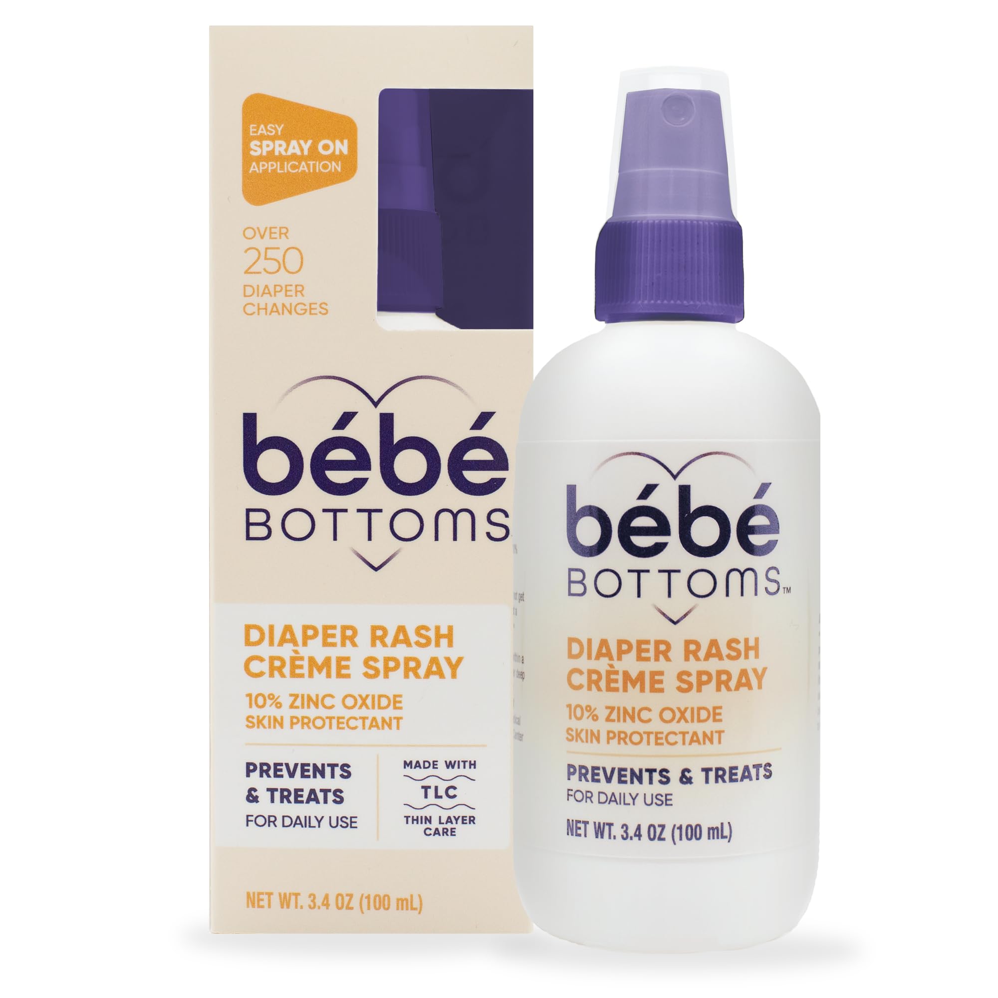 Bébé Bottoms touch-free diaper rash spray with zinc oxide barrier protection