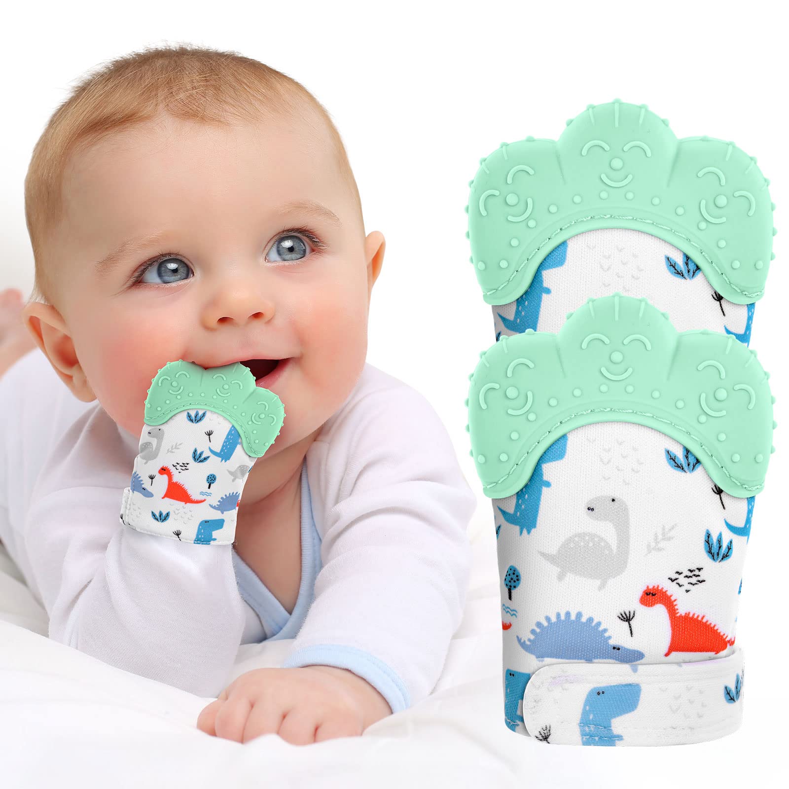 Vicloon Silicone Teething Mitt worn on baby's wrist