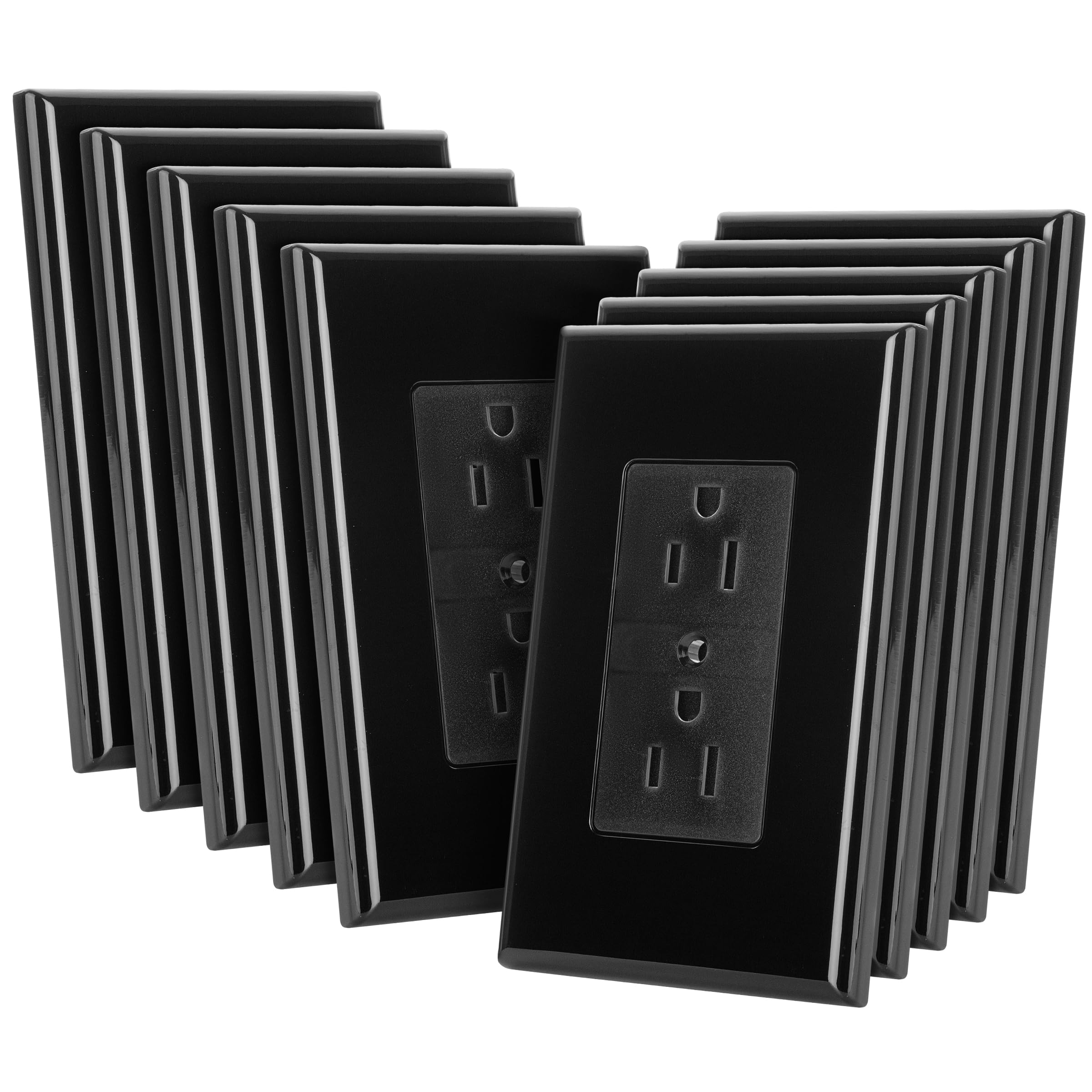 Bates Duplex Wall Plate 10 pack in black finish for modern teen study spaces