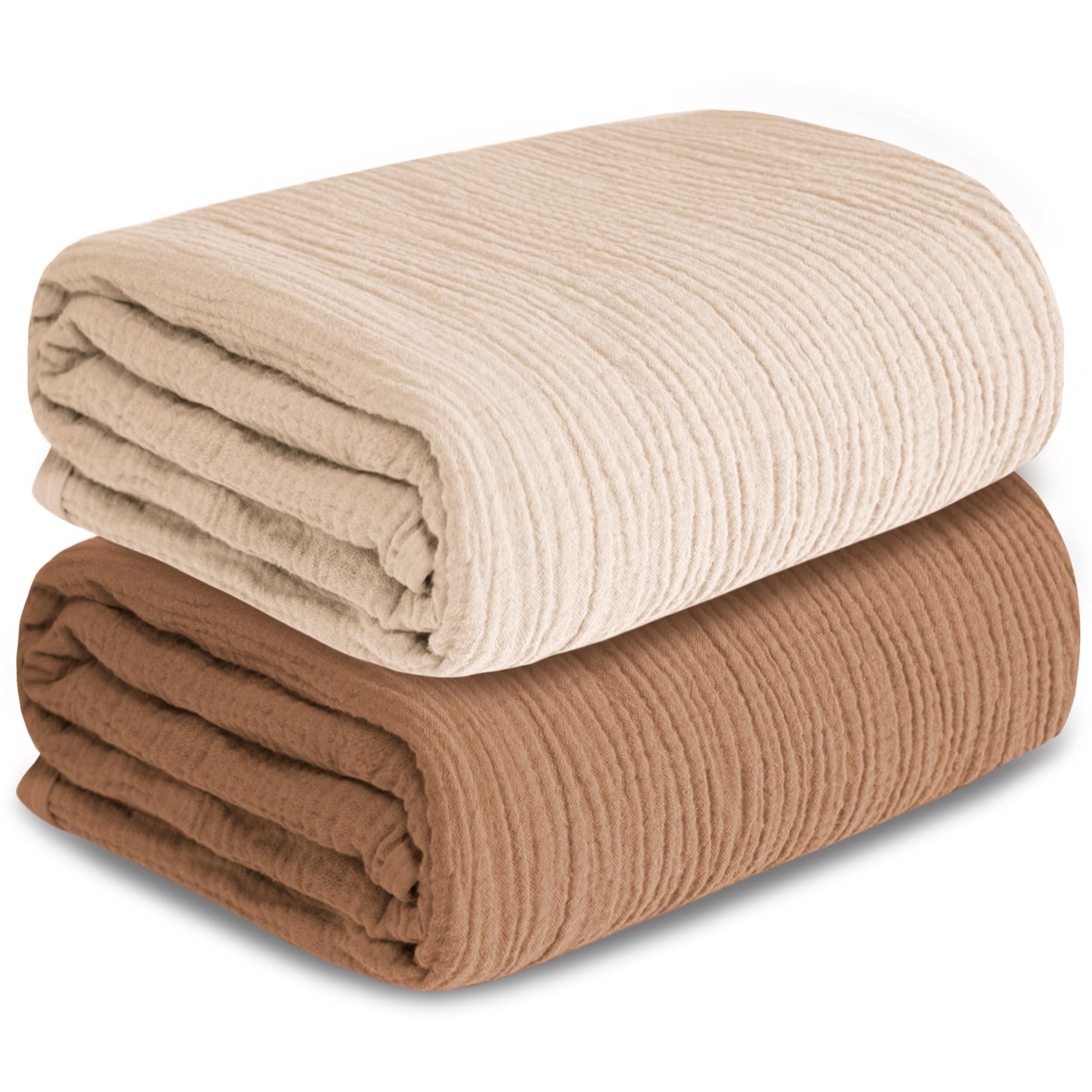 GUNTAIL Muslin Swaddle Blankets 2 Pack in Beige and Coffee