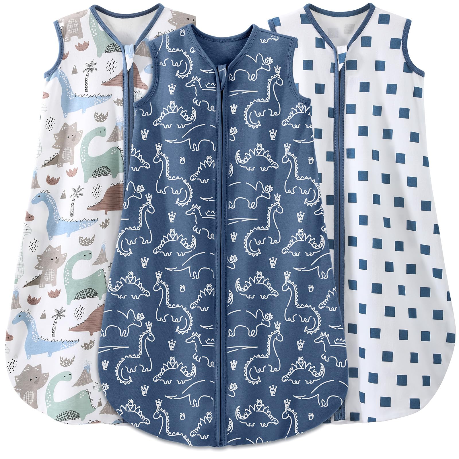 Yoofoss three-pack organic cotton sleep sacks for babies 0-6 months with two-way zippers
