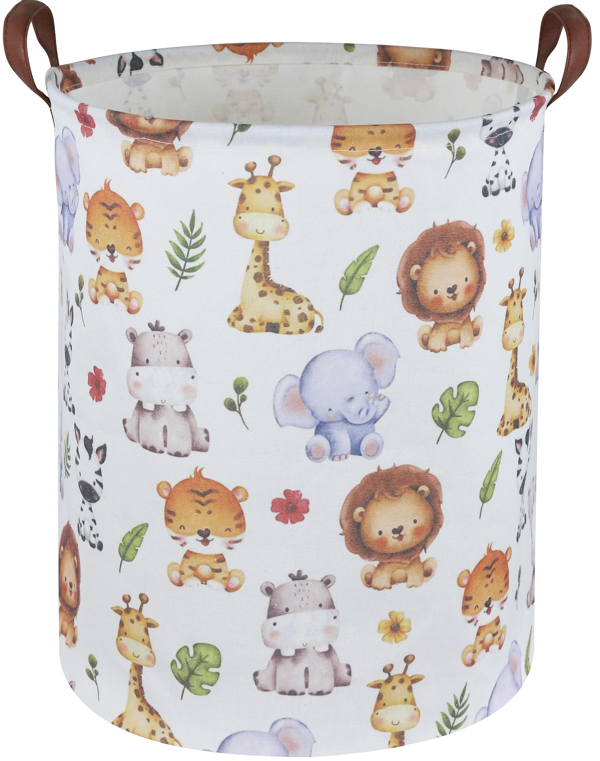 Sanjiaofen animal-themed collapsible baby laundry hamper with two handles and waterproof lining