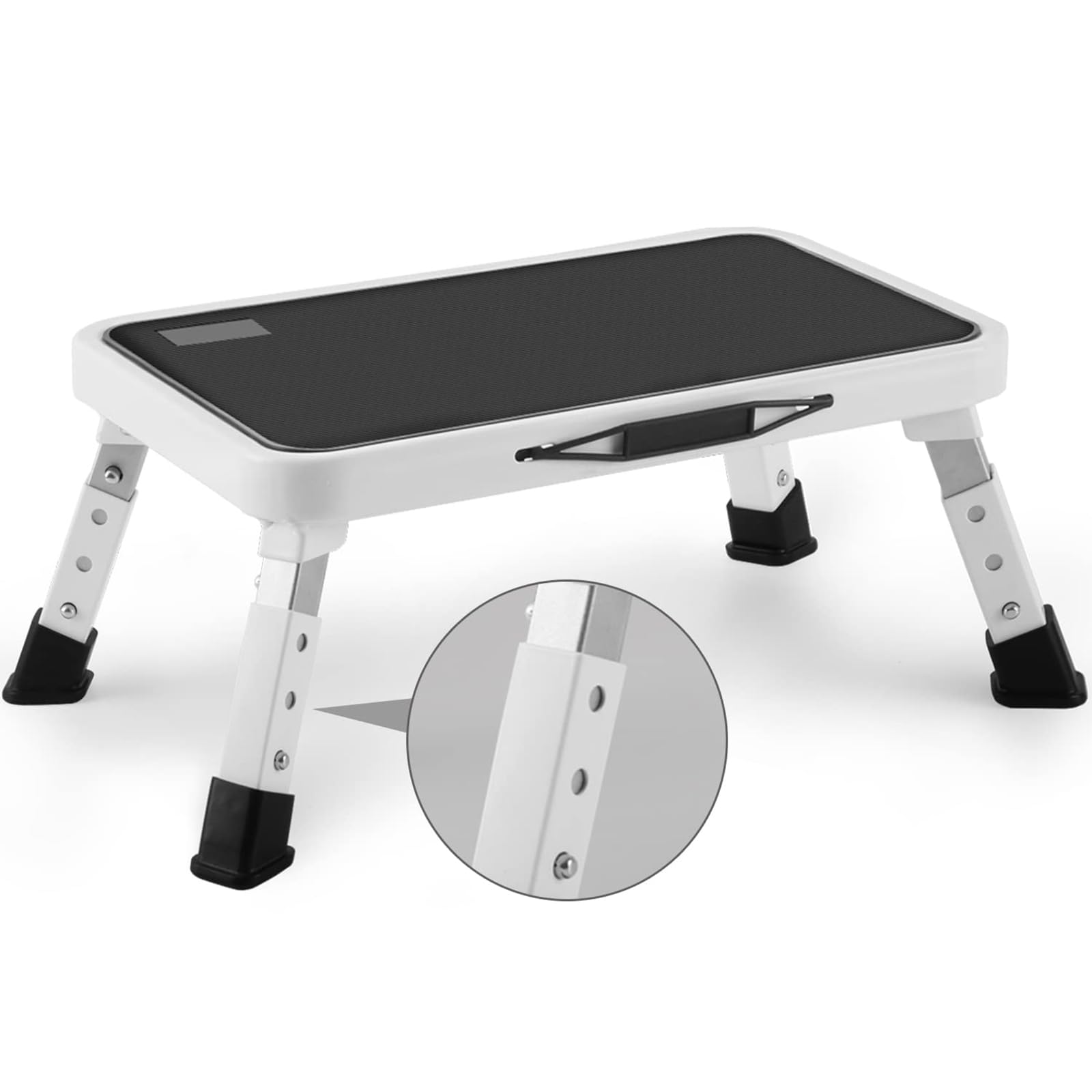 Jocauto folding step stool with adjustable height settings and non-slip platform for compact storage