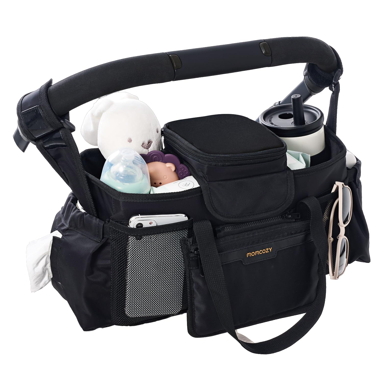 Momcozy extra-large stroller organizer with pacifier pocket