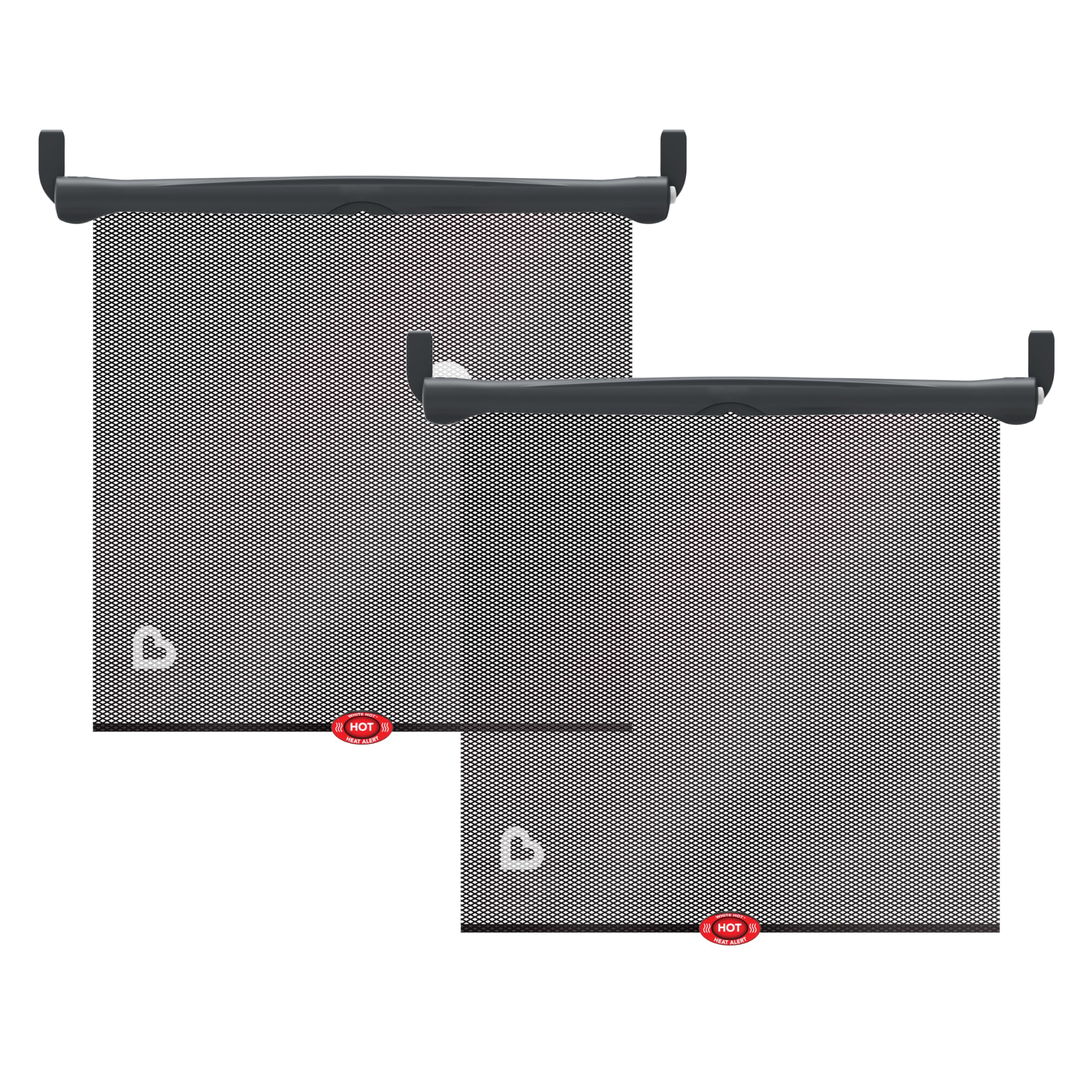 Munchkin Brica Sun Safety Car Window Shade with heat alert indicator installed on car window