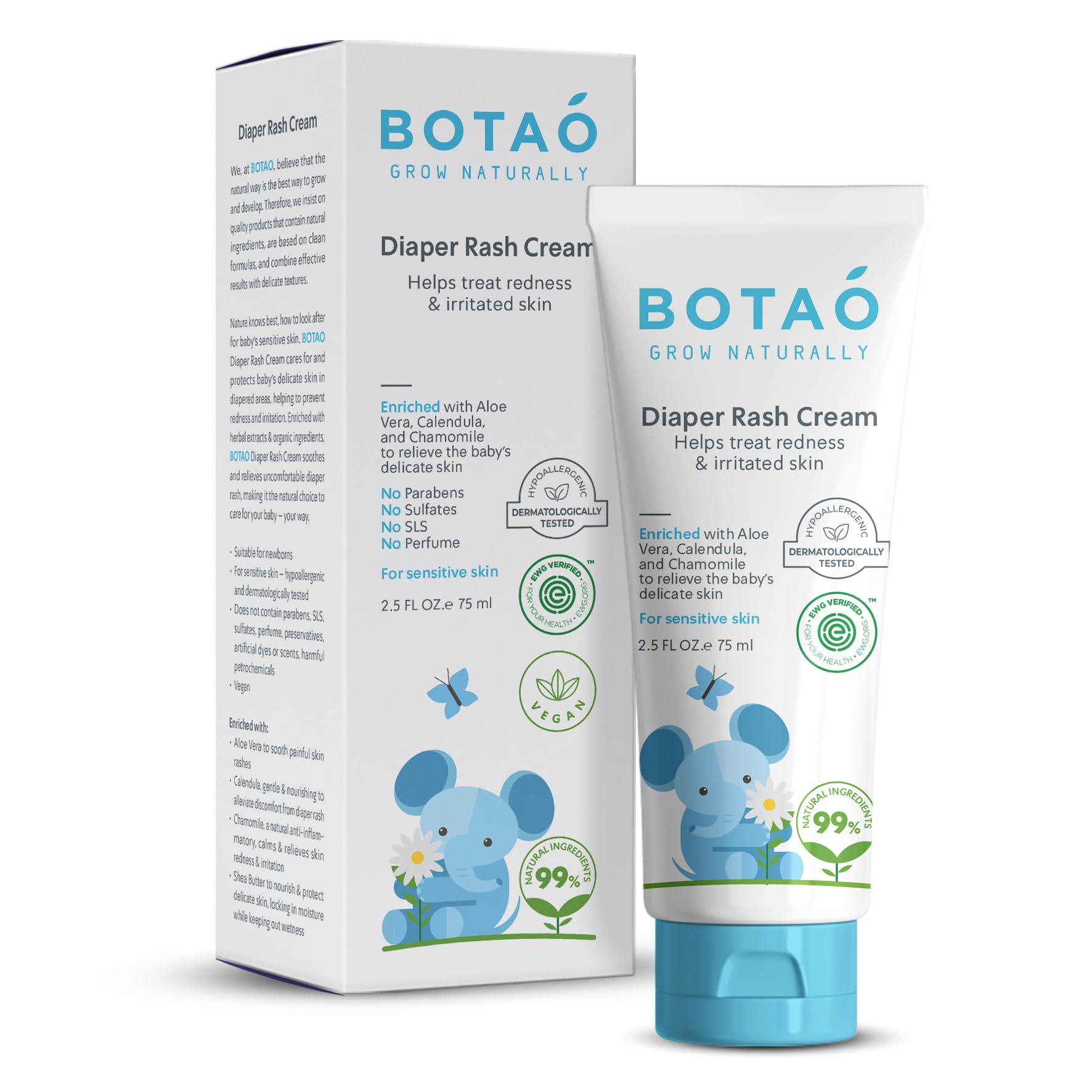 BOTAO Baby's Natural Diaper Cream tube with organic ingredients