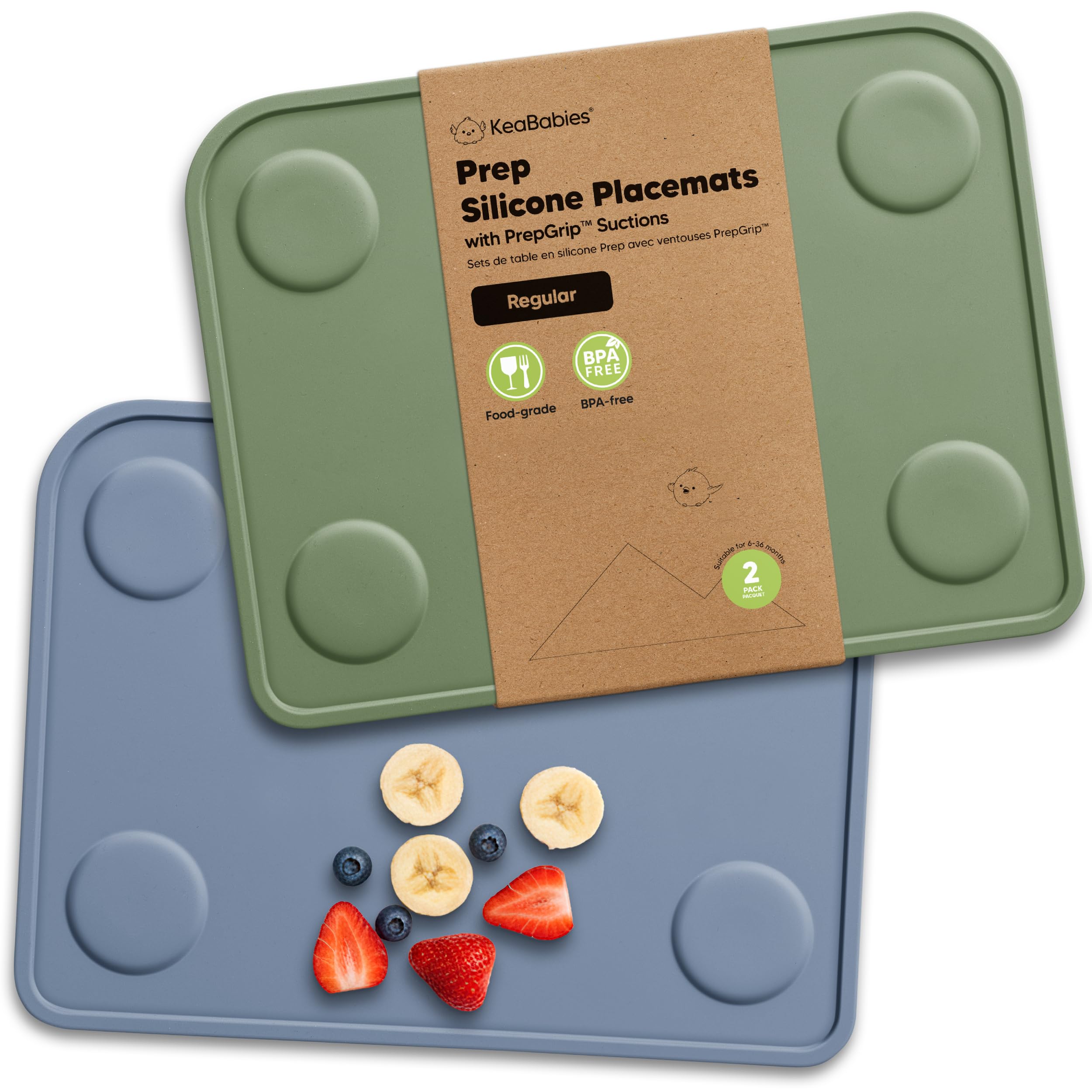 KeaBabies silicone placemats with suction cups in slate gray color