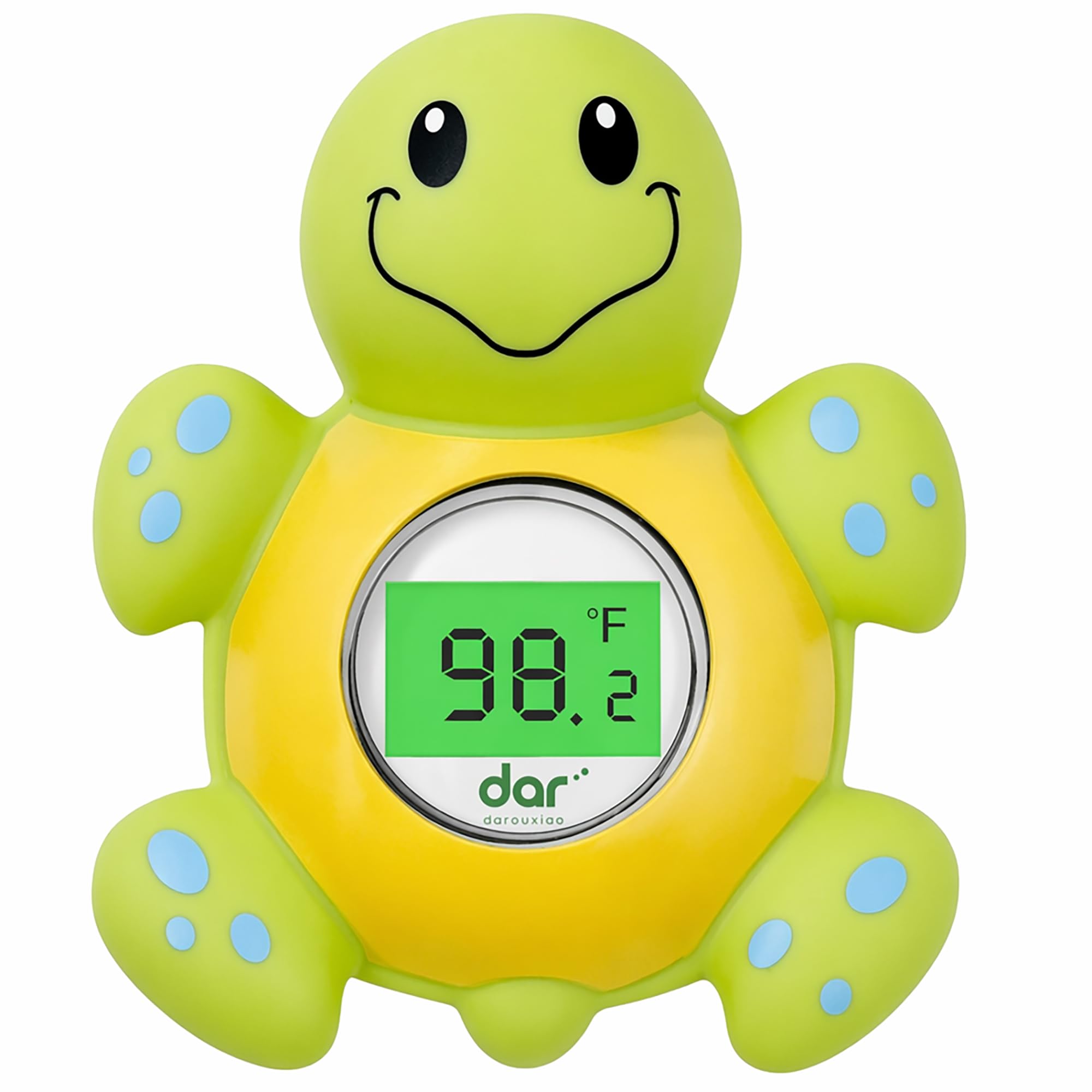 Floating turtle-shaped baby bath thermometer with digital LCD display