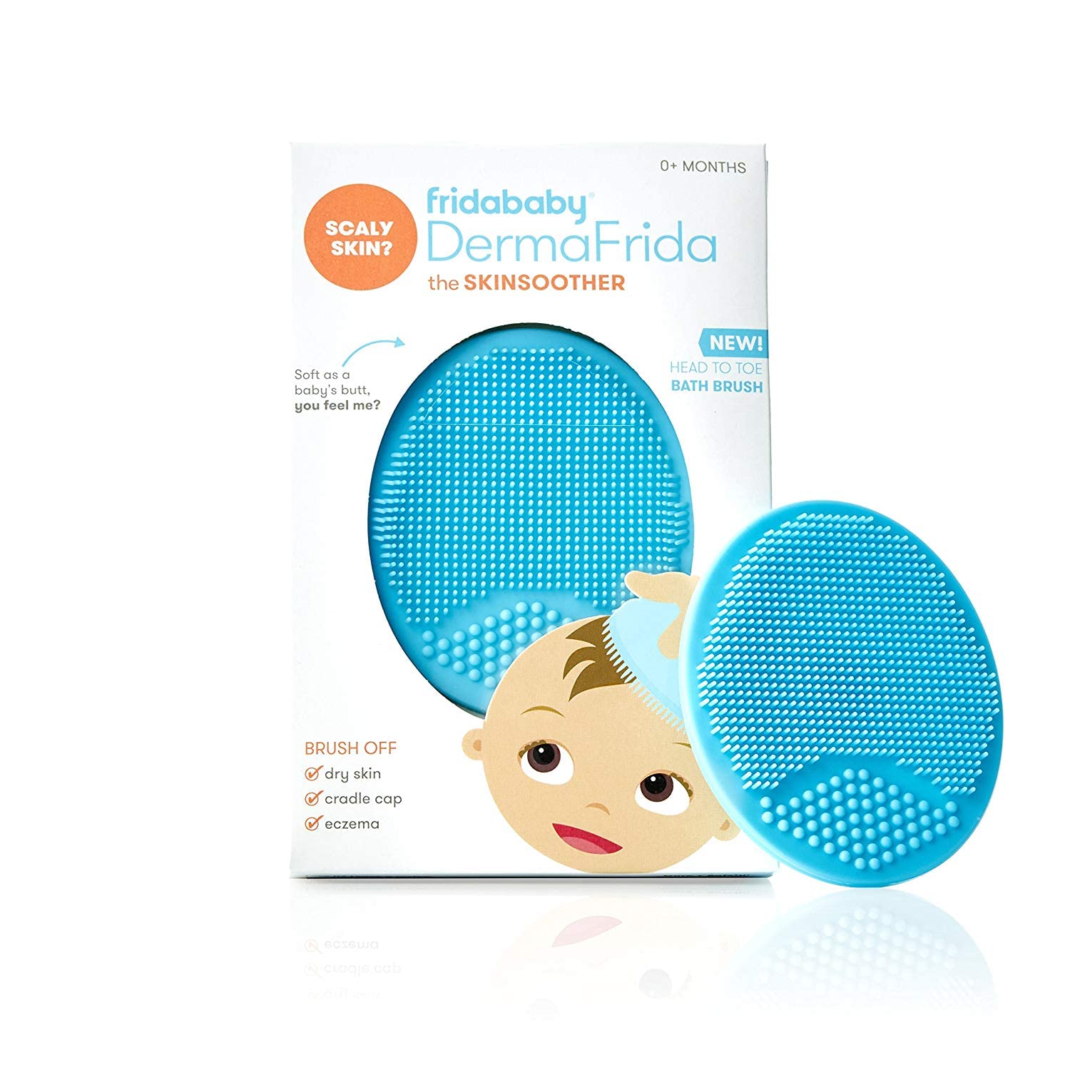 Frida Baby DermaFrida SkinSoother silicone bath brush with massage bristles and suction cup base