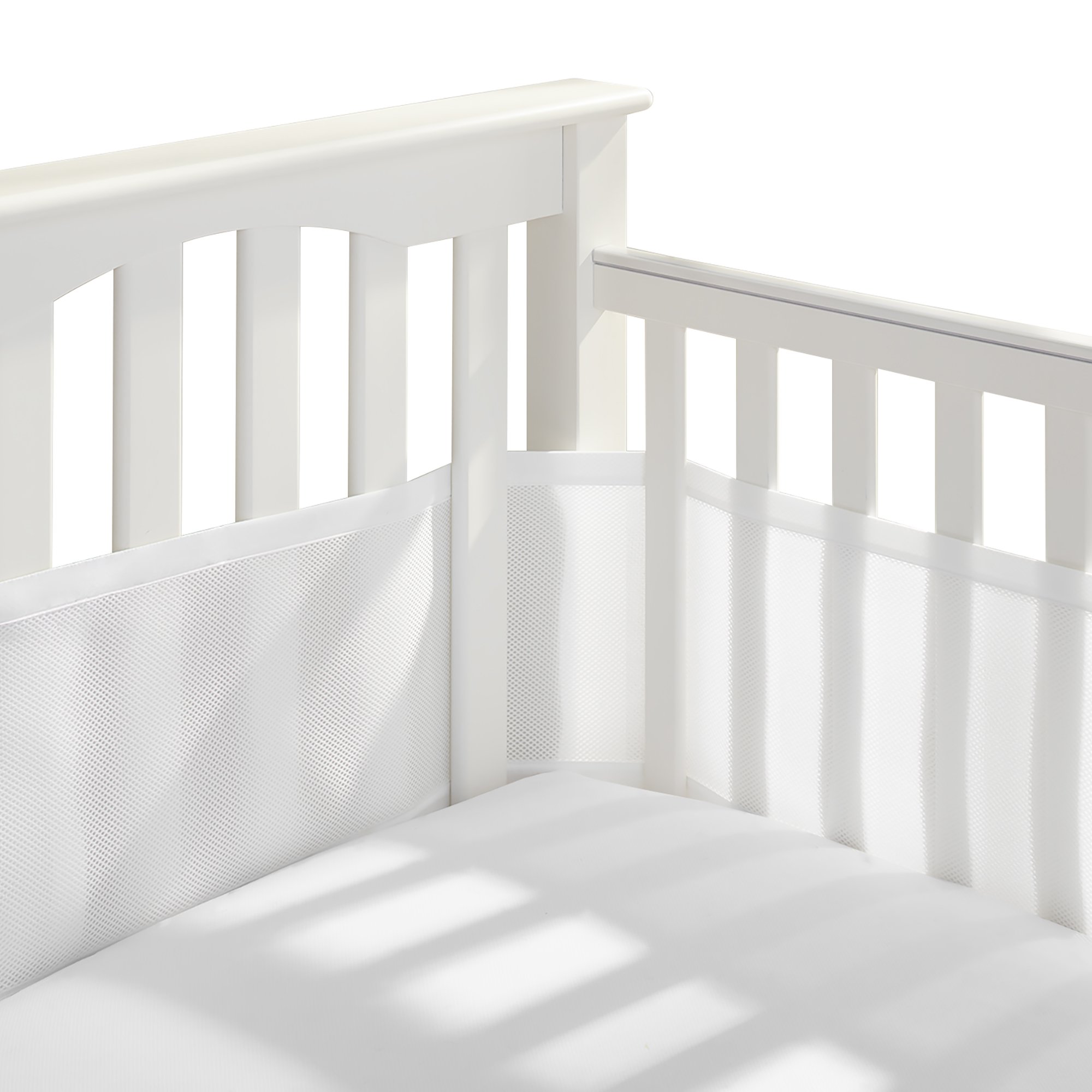 BreathableBaby white mesh crib liner with breathable Air Channel Technology