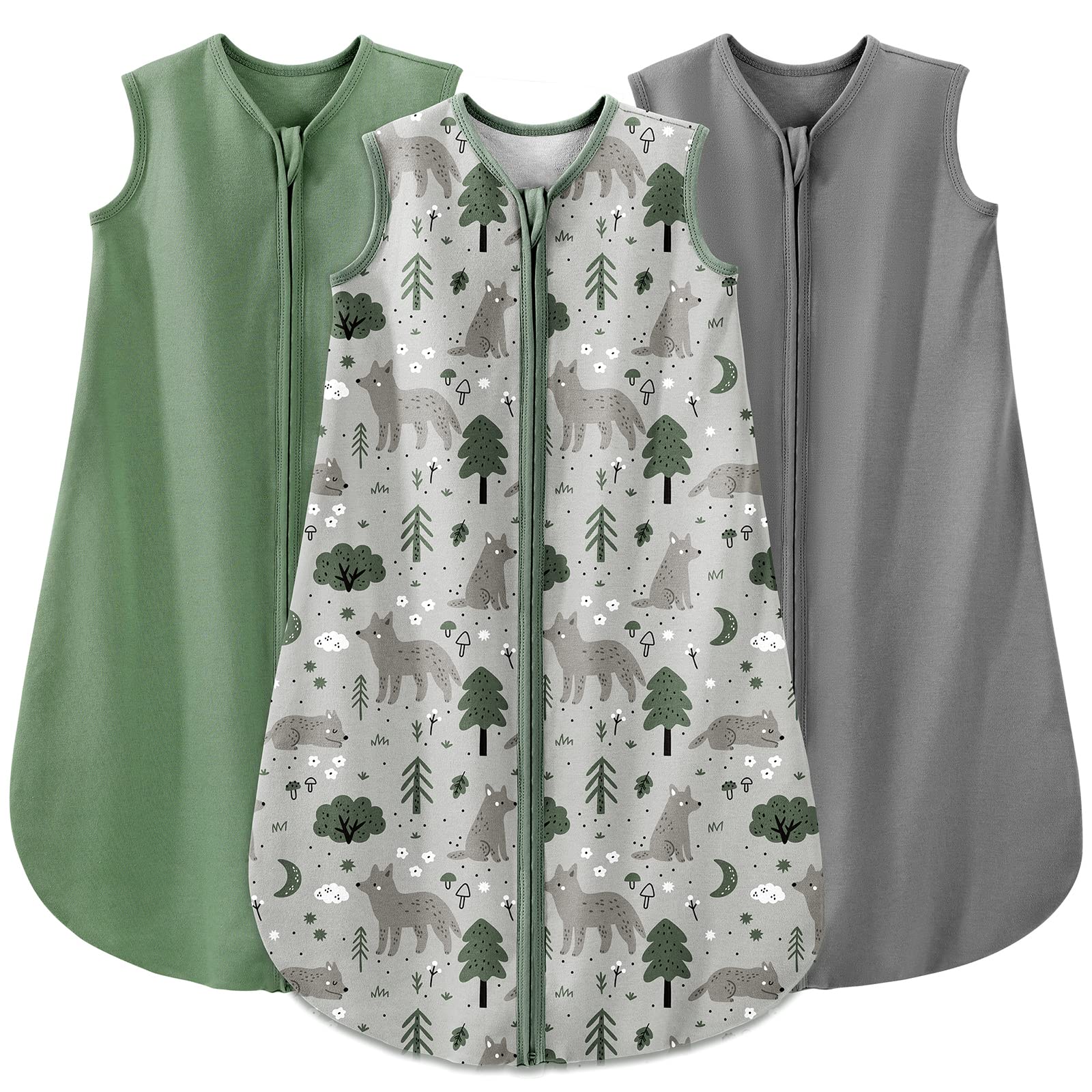 Yoofoss organic cotton sleep sack 3-pack for newborns with 2-way zipper