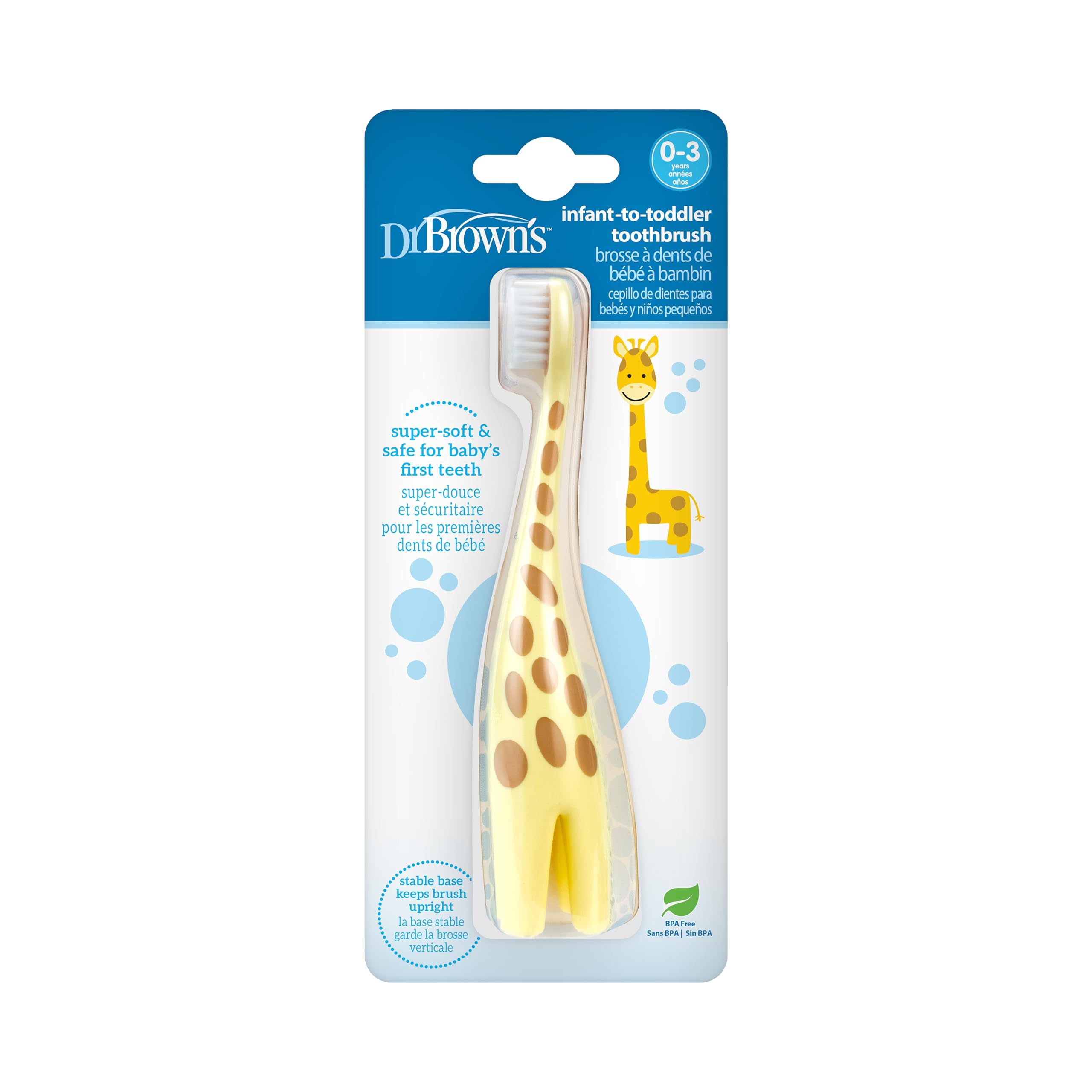 Dr. Brown's Infant-to-Toddler Giraffe Toothbrush with soft bristles and easy-grip handle for babies and toddlers