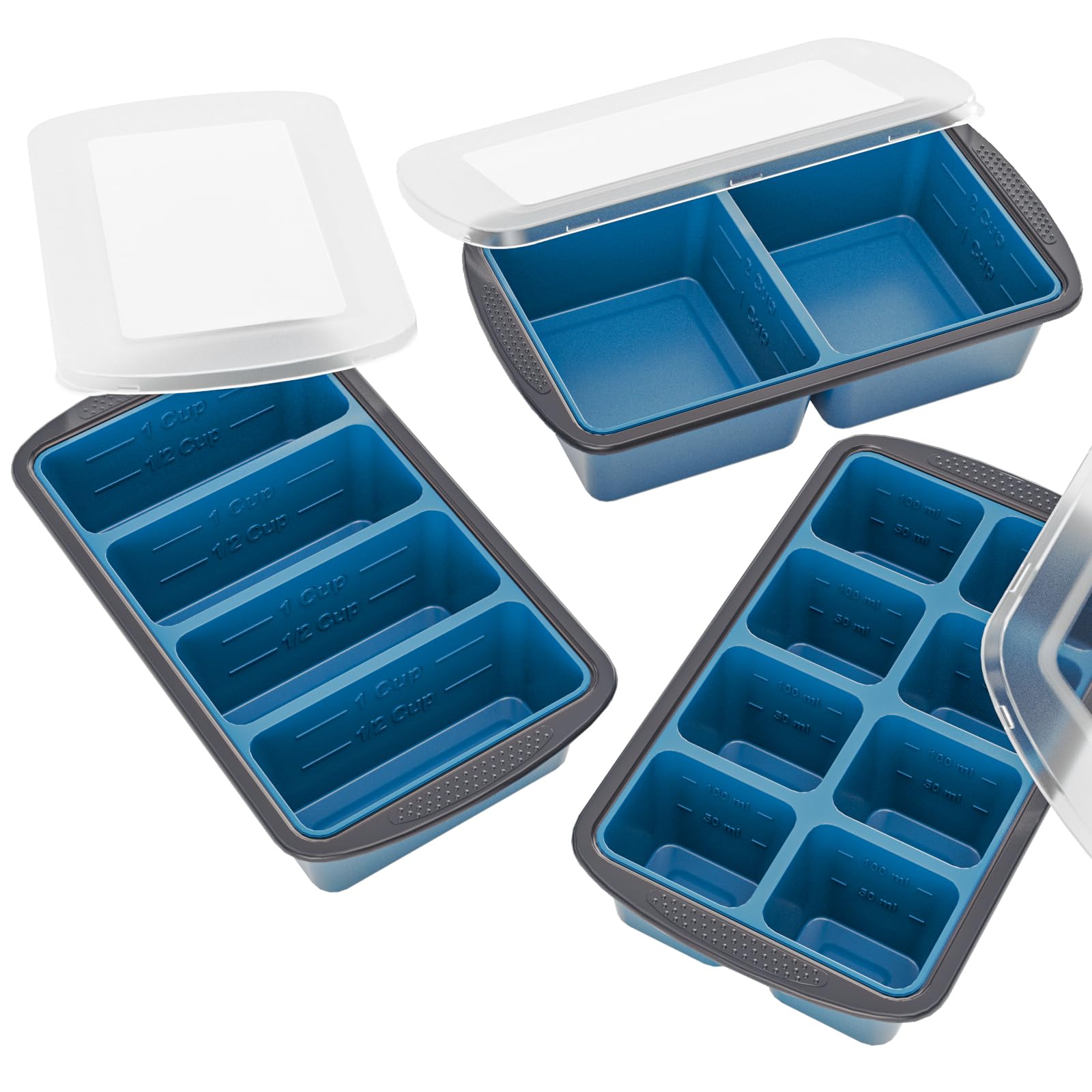 GORCI silicone soup freezer trays with three different portion sizes for toddler meal prep