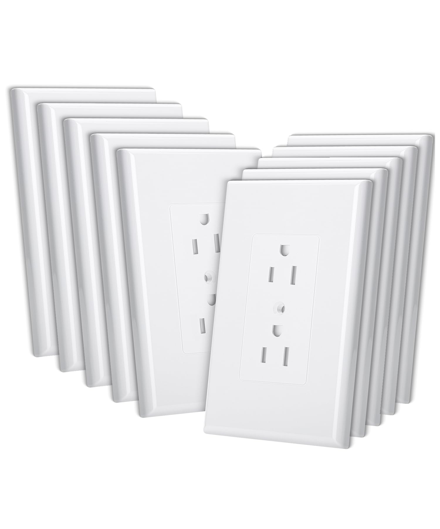 Bates 1-Gang Duplex Wall Plate white outlet covers 10 pack