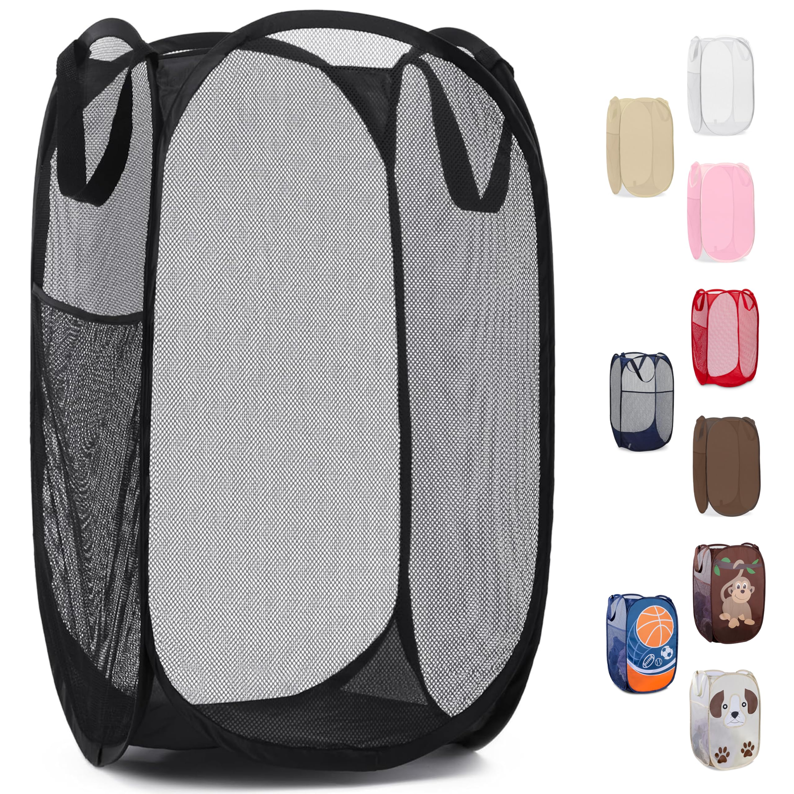 Handy Laundry black collapsible mesh pop-up hamper with wide opening