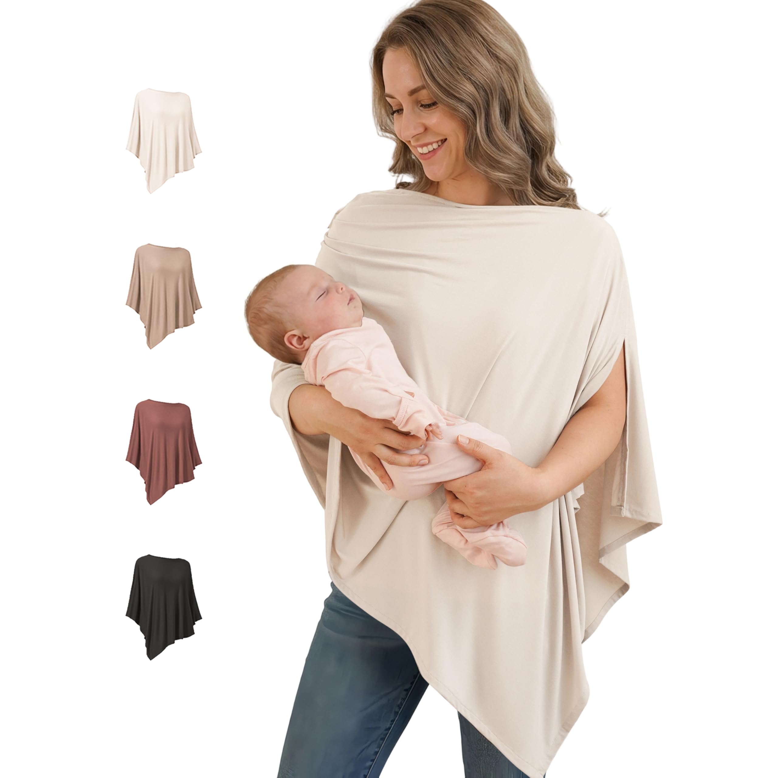 Konssy Rayon Made from Bamboo Nursing Cover in Blush Beige offering 360 degree privacy for breastfeeding