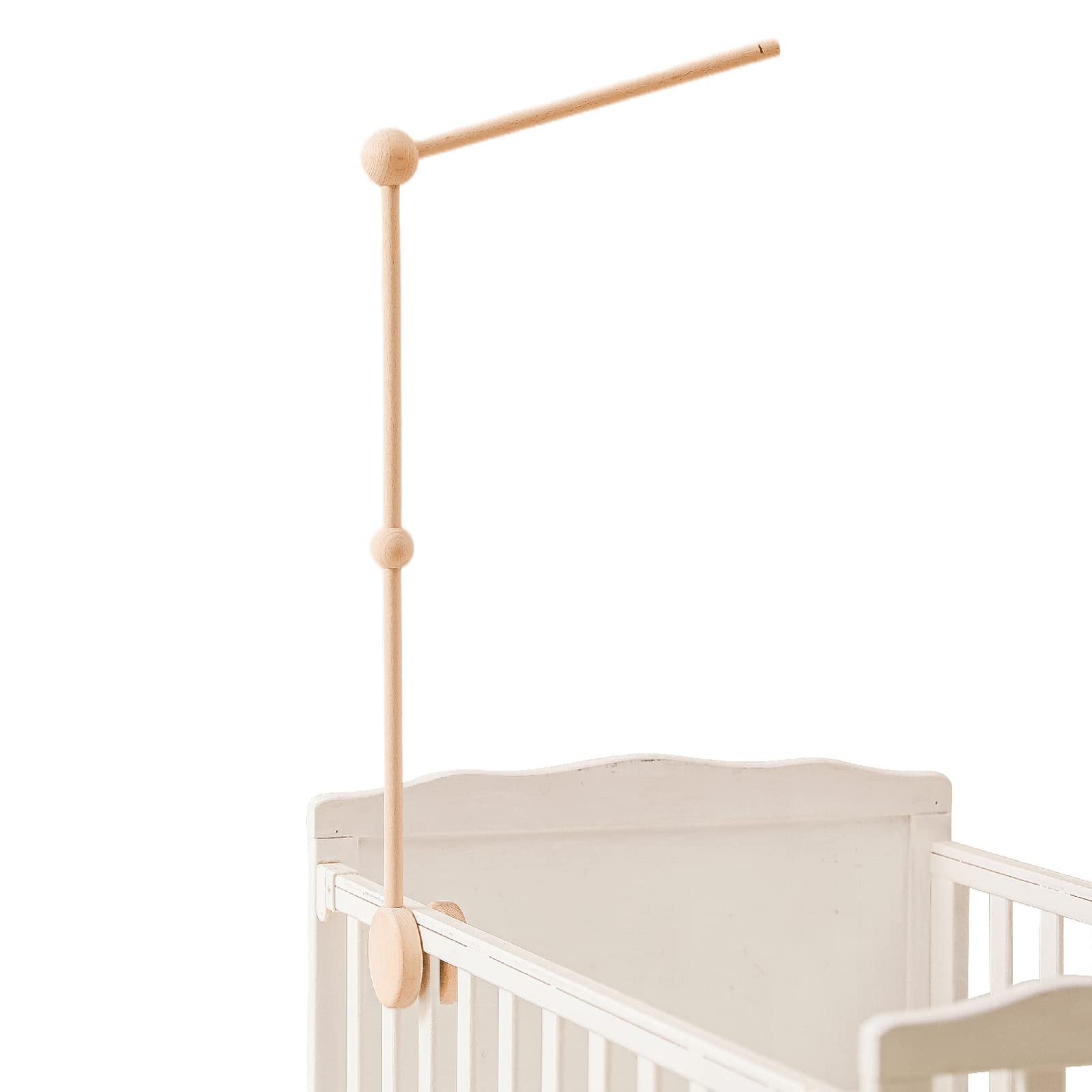 HBM wooden beech mobile arm and holder for crib in natural finish