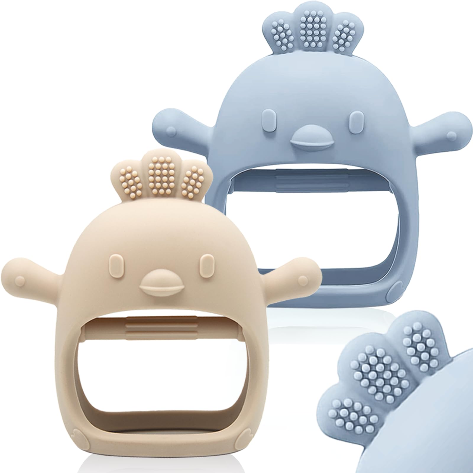 ChooKaChoo silicone teething mitten worn on baby hand