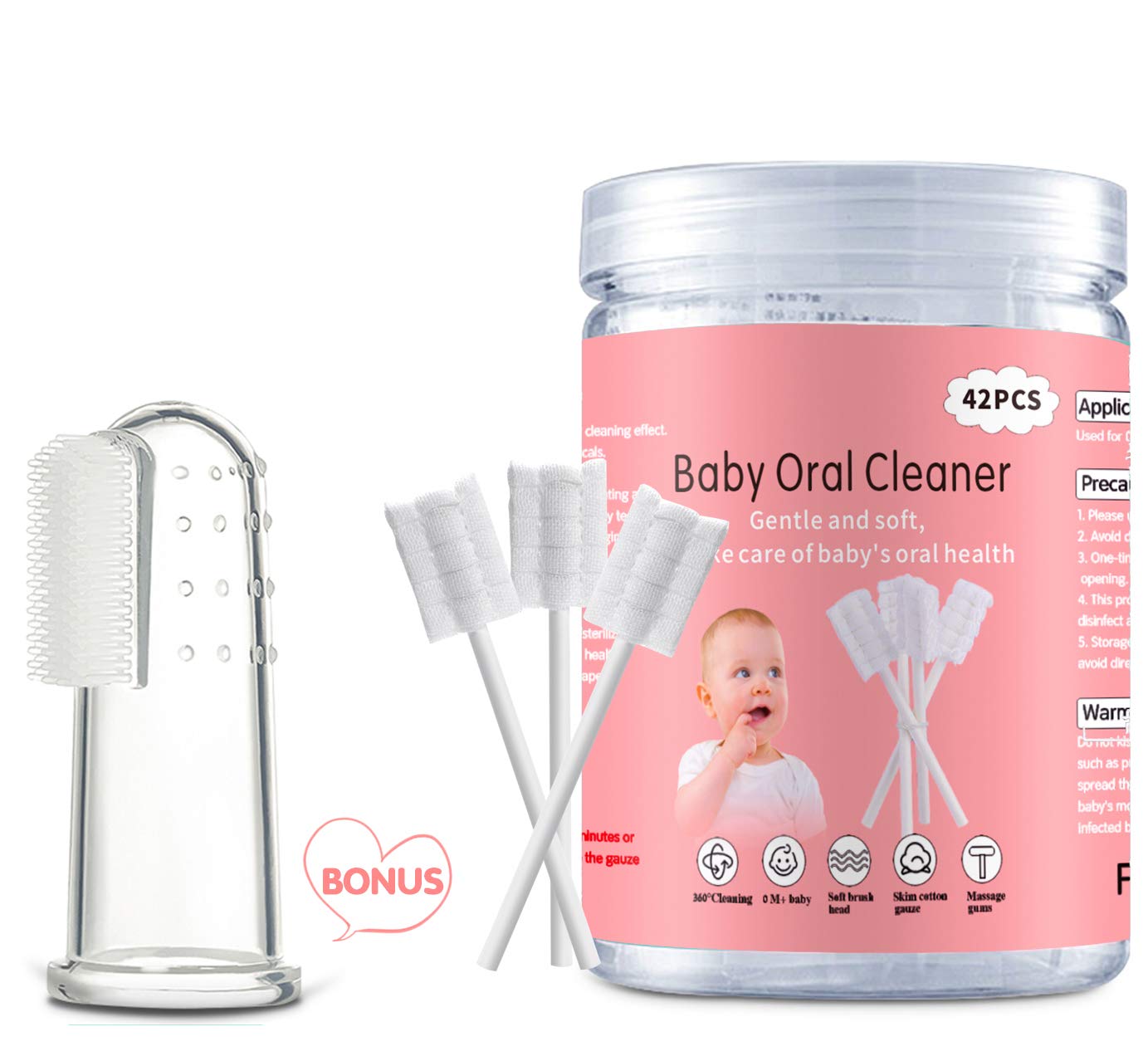 EASICUTI Baby Tongue Cleaner 42-pack disposable infant toothbrush with individual vacuum packaging