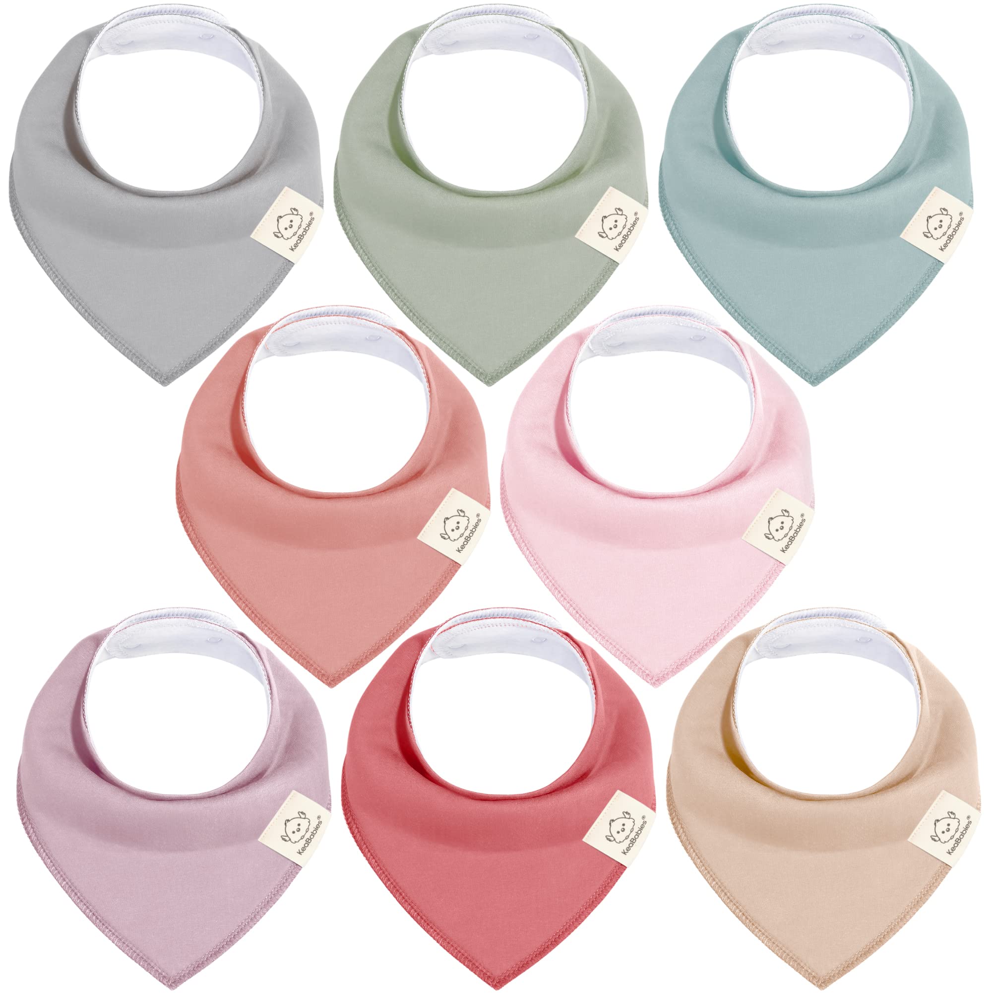 KeaBabies organic baby bandana bibs in muted pastel colors for summer drooling and teething