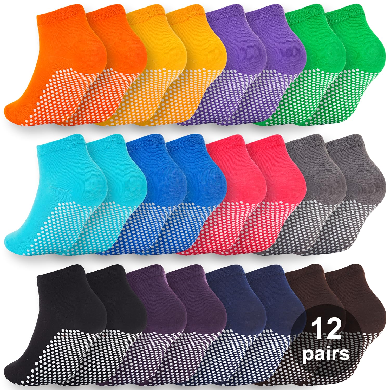 WANZHIHUI 12 pack grip socks arranged for family use