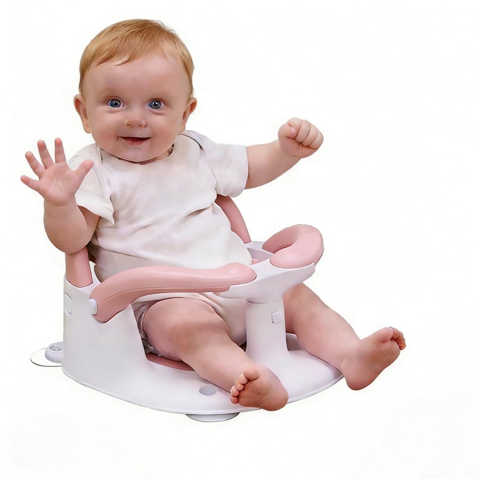 LDIIDII sit-up baby bath seat with temperature indicator in rose