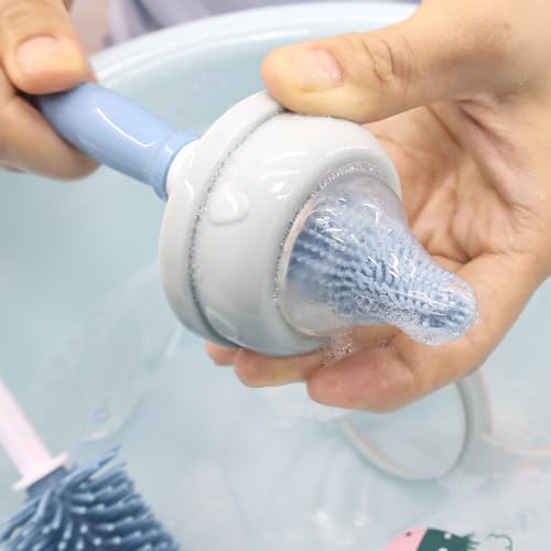 Close-up of silicone bristles on baby bottle brush demonstrating soft texture