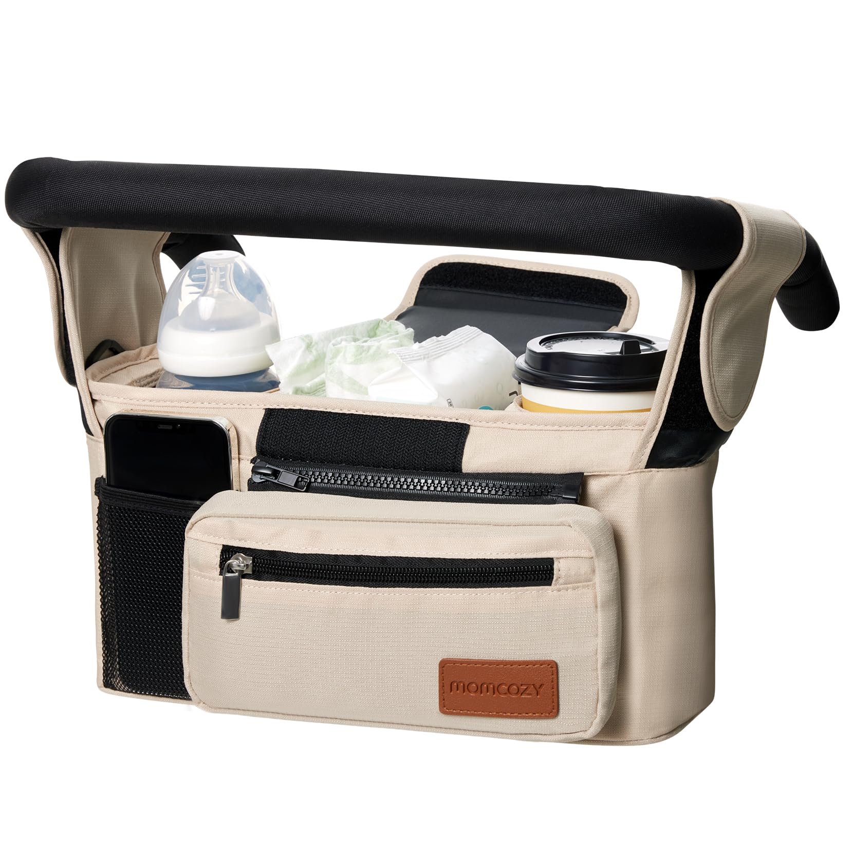 Momcozy universal stroller organizer with insulated cup holders