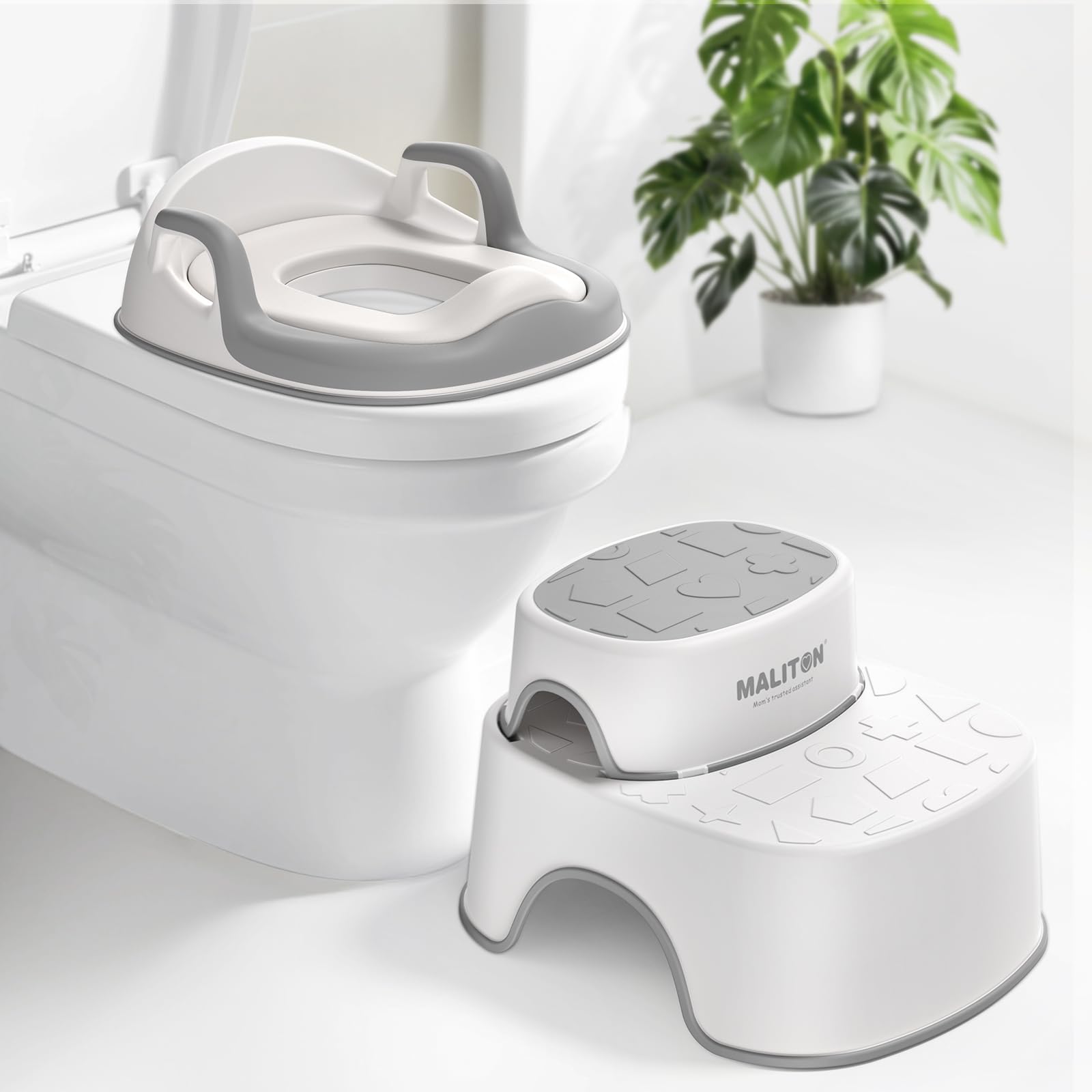 Maliton toddler potty seat with two-part step stool