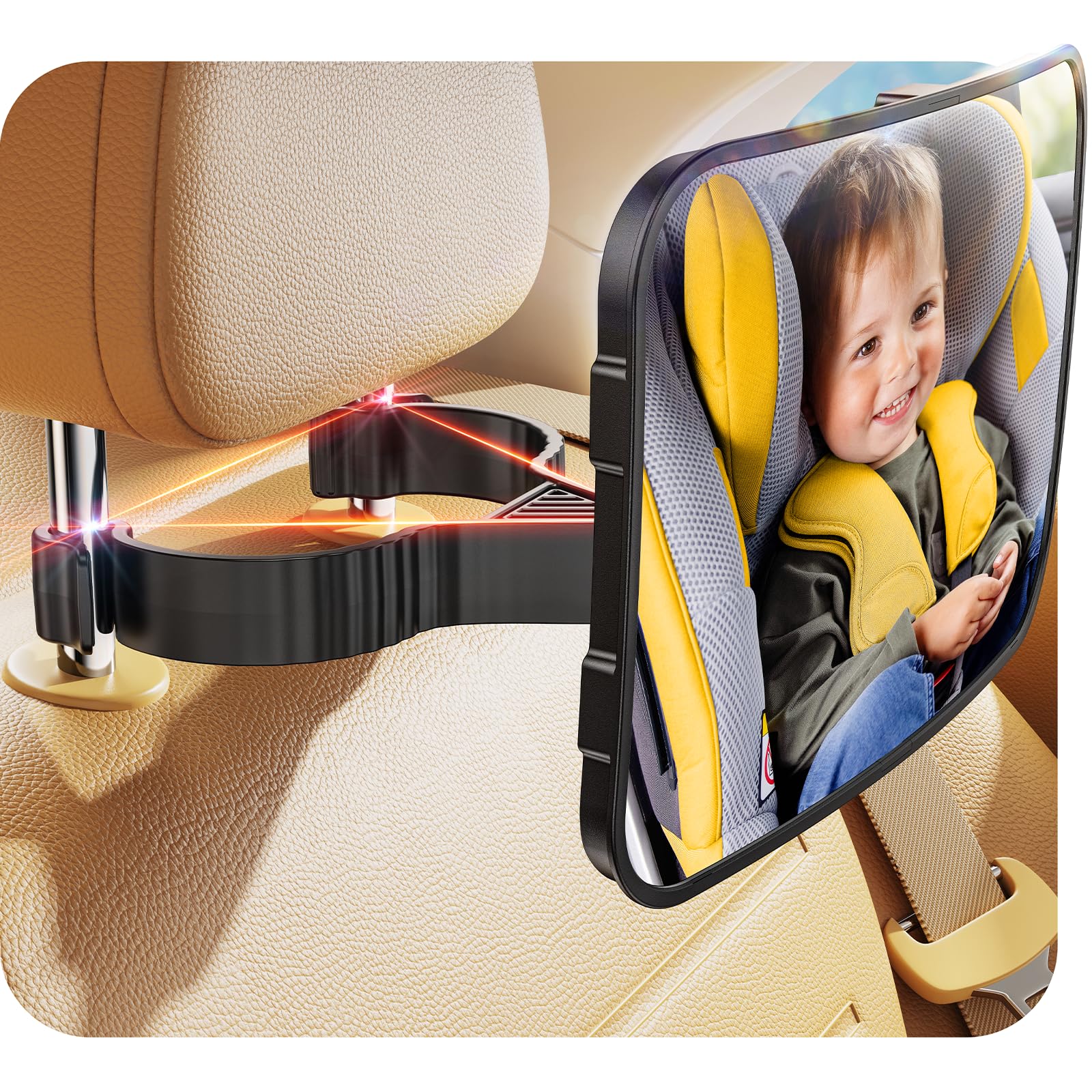 TAZENI baby car mirror with hook clip and adjustable view