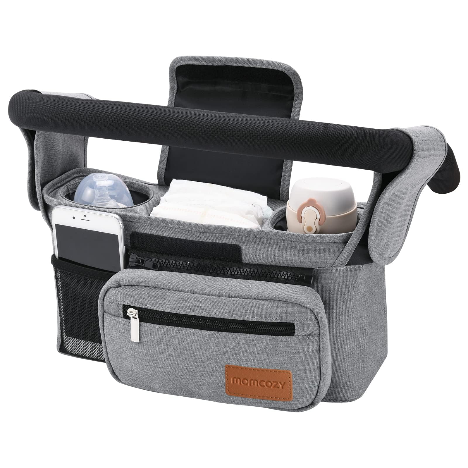 Momcozy Universal Stroller Organizer with shoulder strap and phone bag