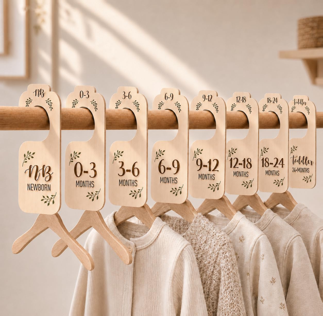 Giftacity wooden baby closet dividers for newborn through toddler clothing