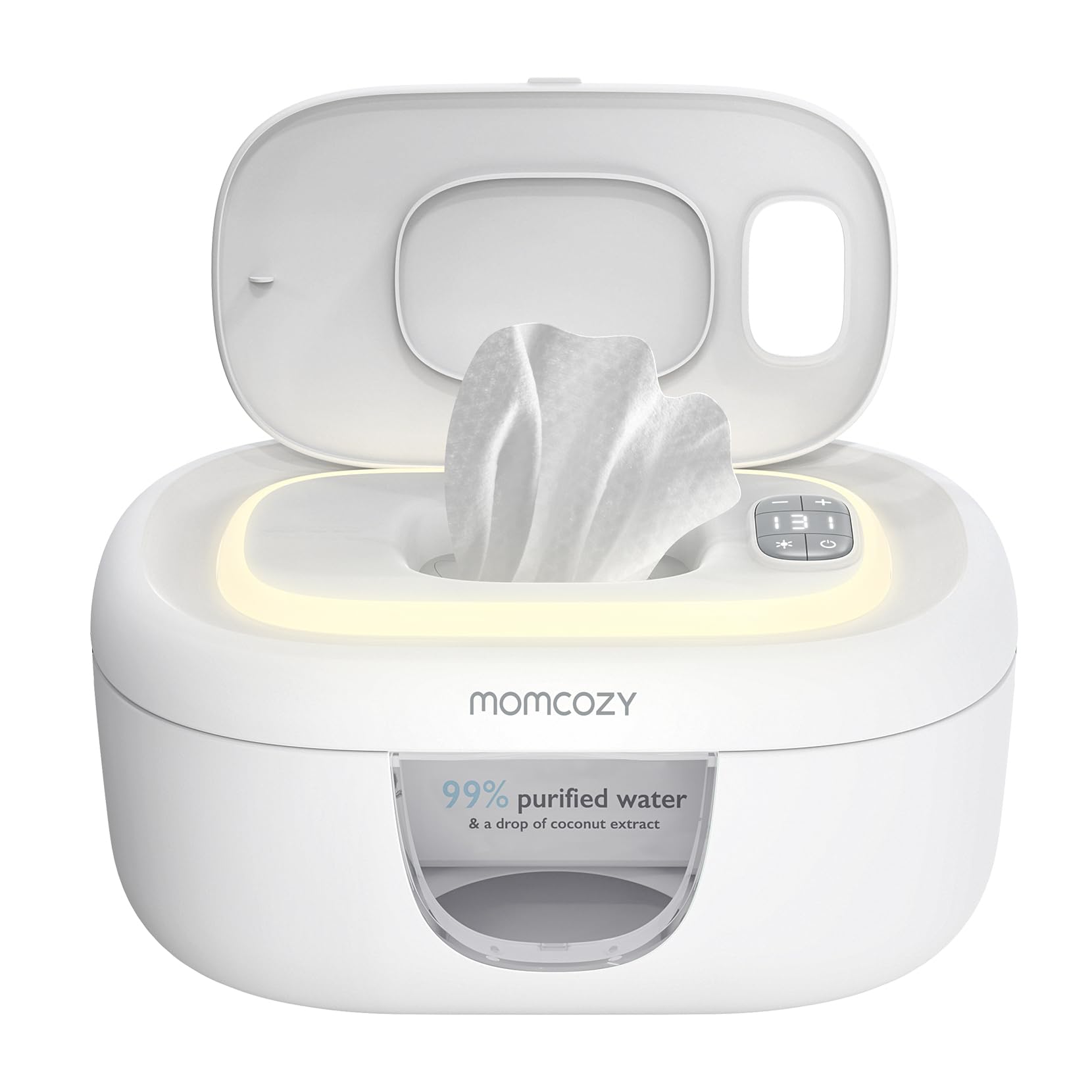 Momcozy baby wipe warmer with innovative spring design and night light feature