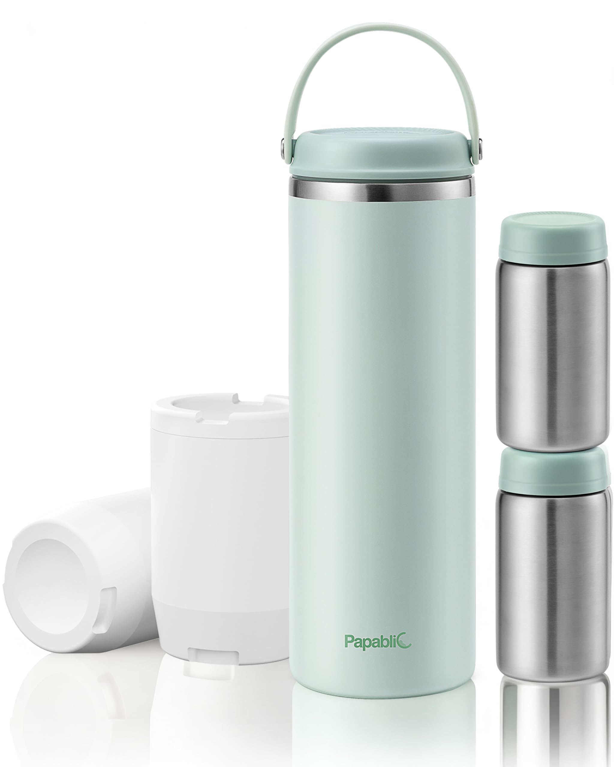 Papablic portable breast milk cooler with stainless steel bottles
