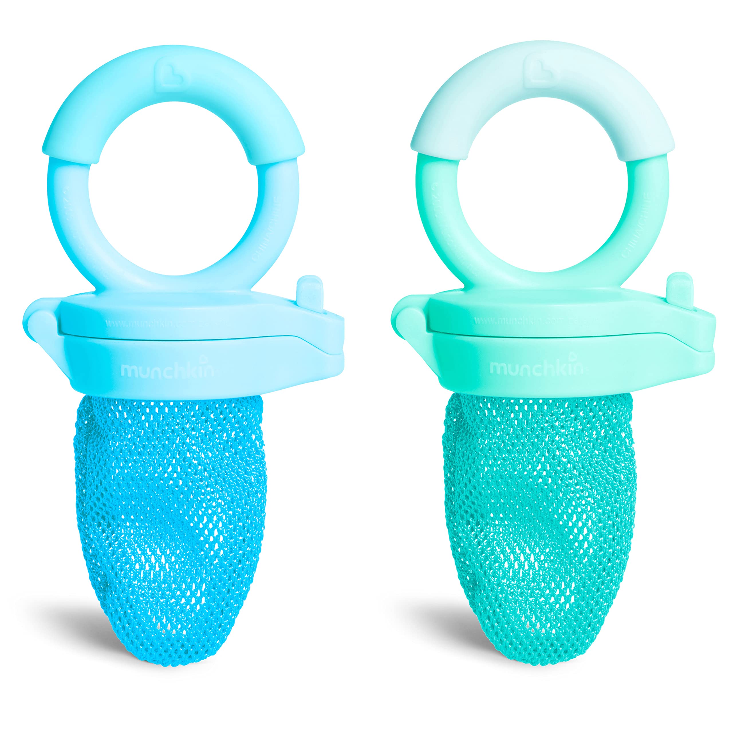 Munchkin Baby Feeder for fresh food and fruit in blue and mint, two pack
