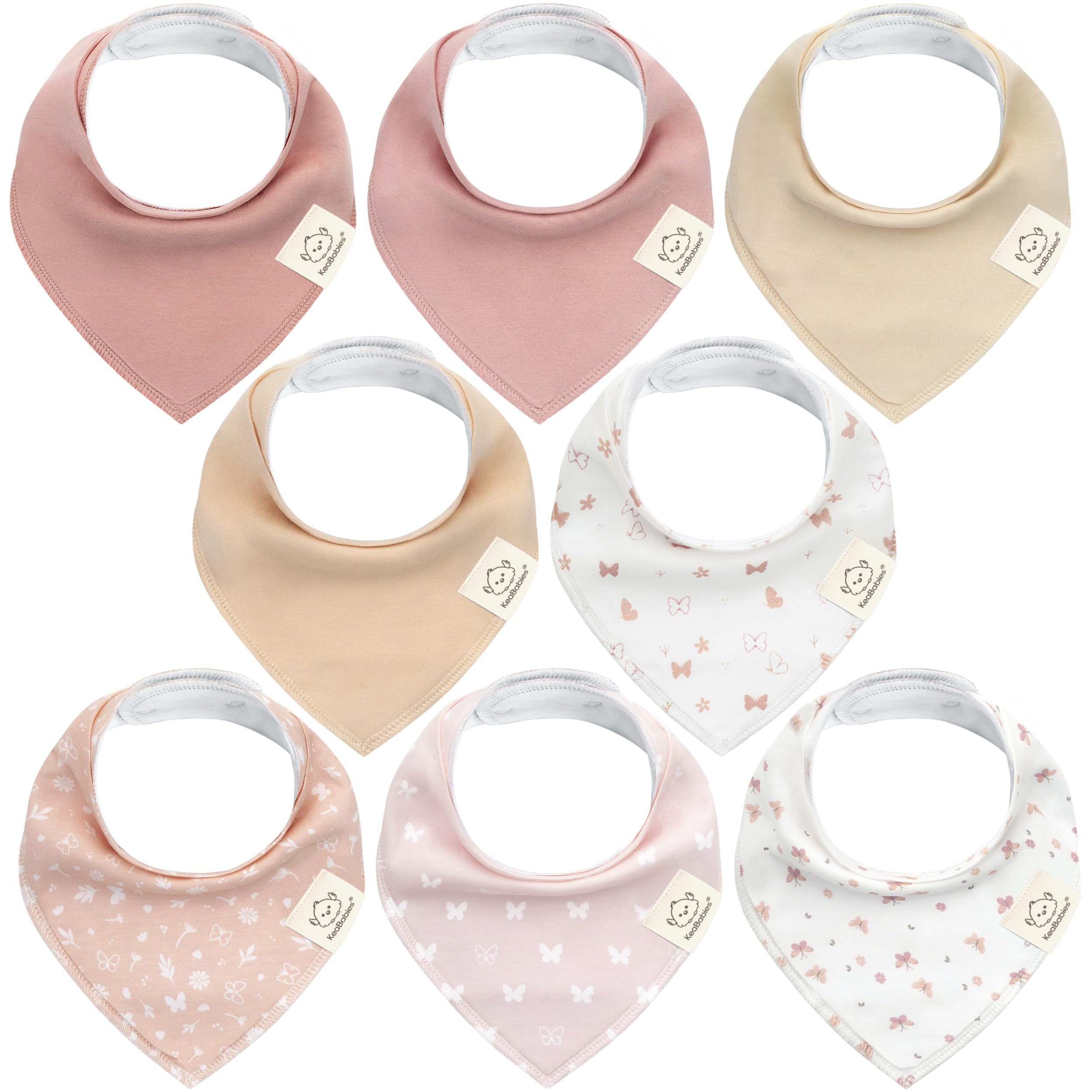KeaBabies organic bandana bibs in butterflies pattern with adjustable snaps