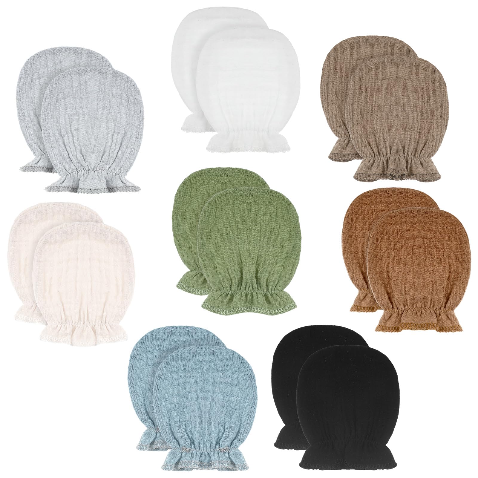 Jeere newborn baby muslin mittens in assorted bright colors for scratch protection