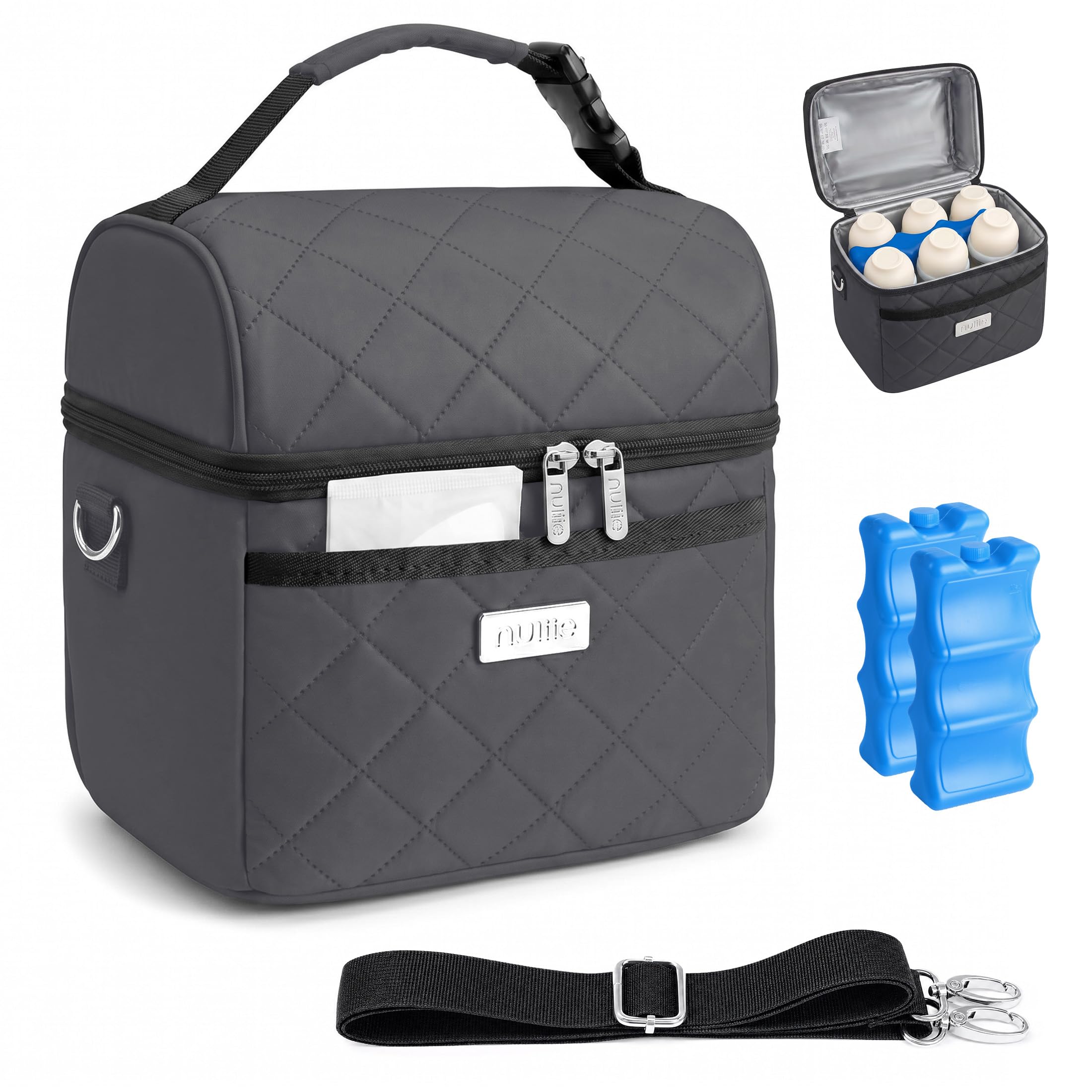 Nuliie breast milk cooler bag with ice packs for daycare