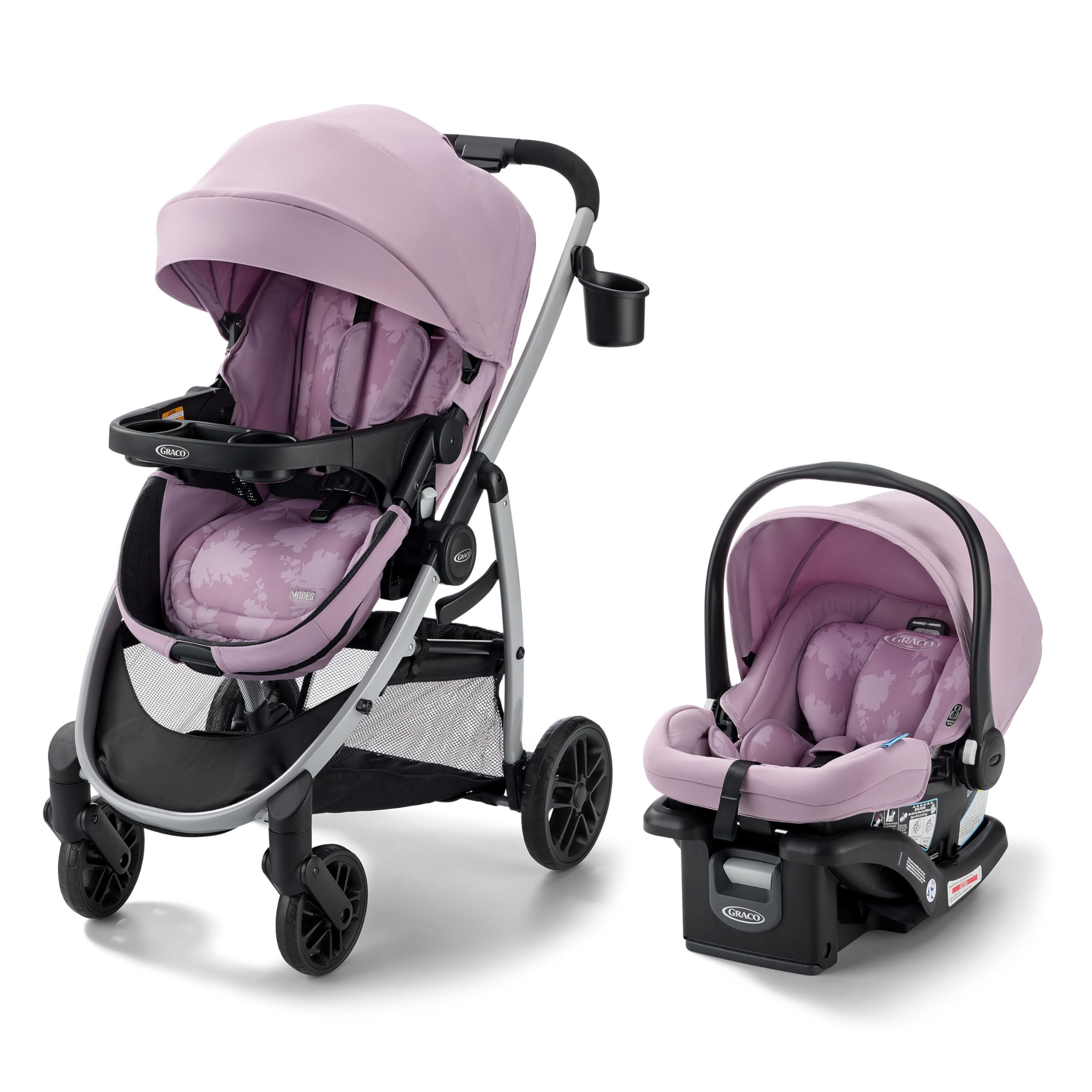Graco Modes Pramette Travel System in Lilac Mod with SnugRide LX car seat