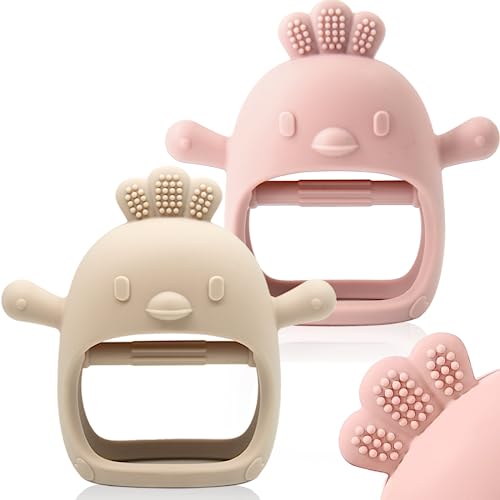 ChooKaChoo teething mitten worn on baby hand showing textured surface