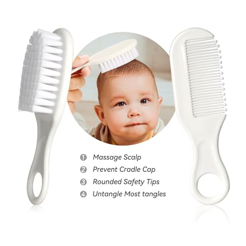 Close-up of baby grooming kit tools showing safe rounded edges and quality construction