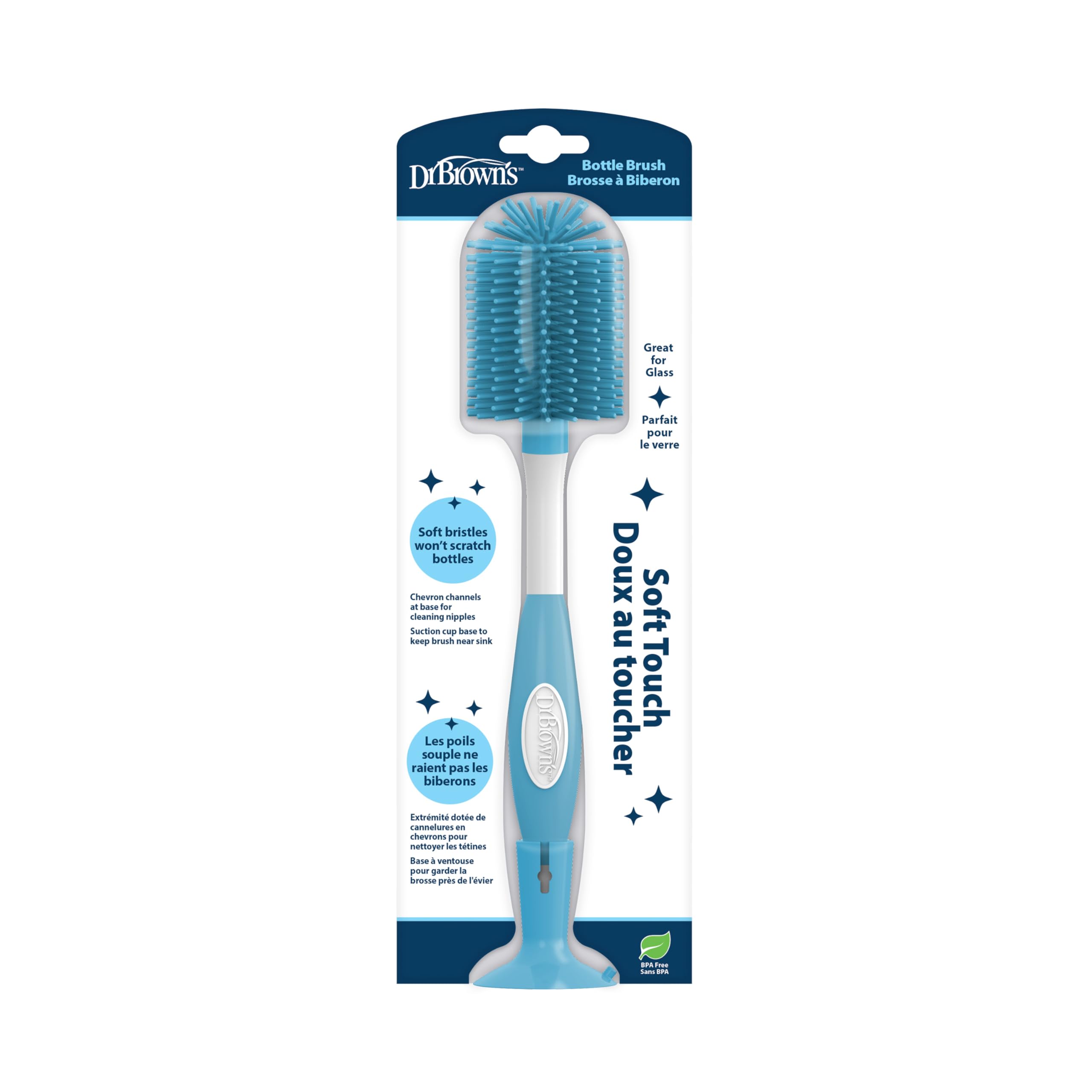 Dr. Brown's Soft Touch No Scratch Baby Bottle Cleaning Brush with stand and nipple cleaner