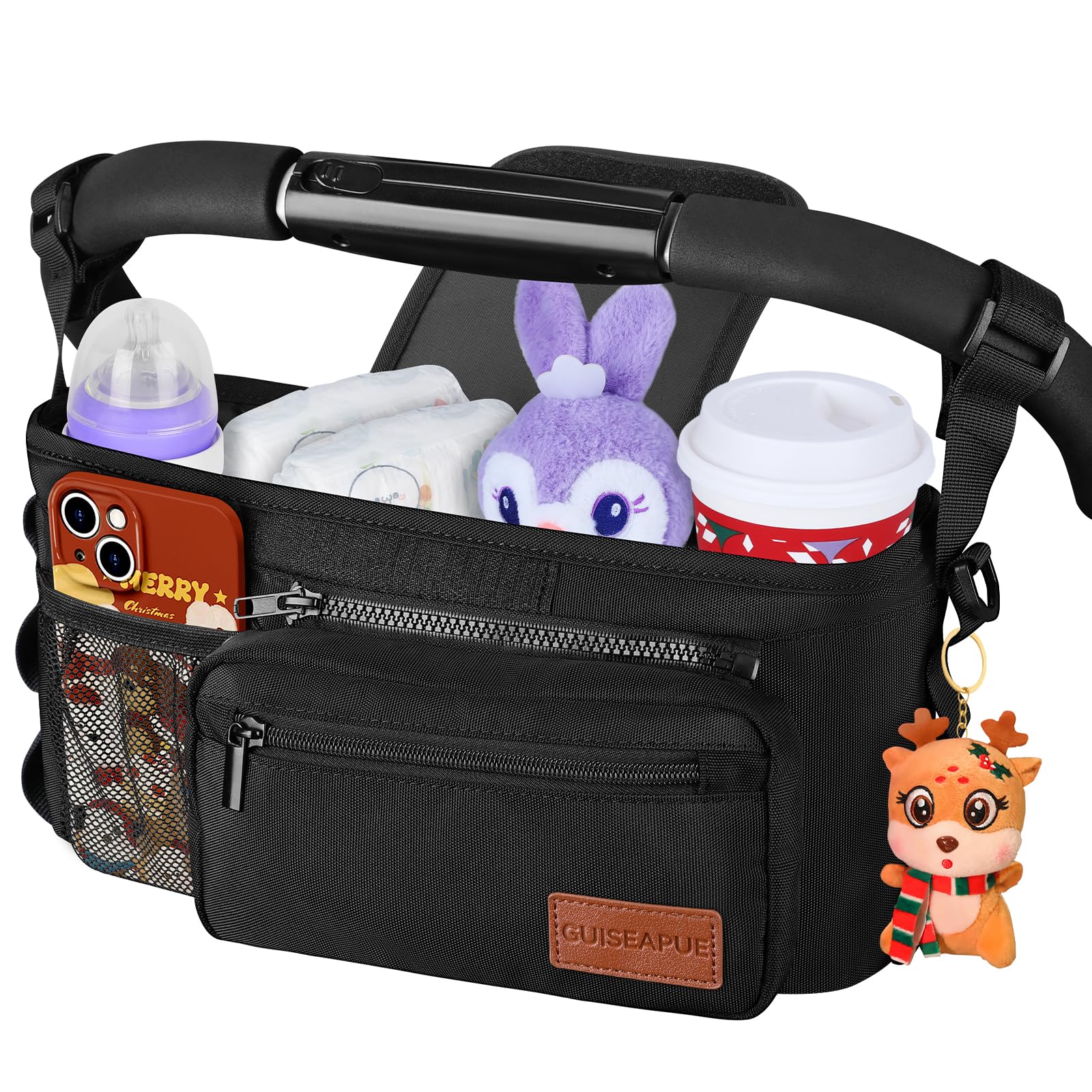 Guiseapue stroller organizer with two cup holders