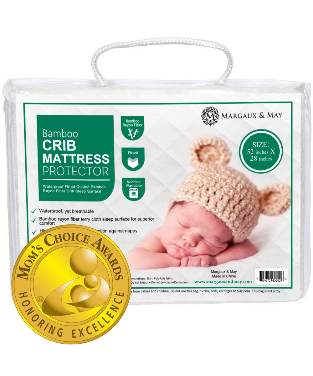 Margaux & May waterproof quilted crib mattress protector with bamboo-derived surface
