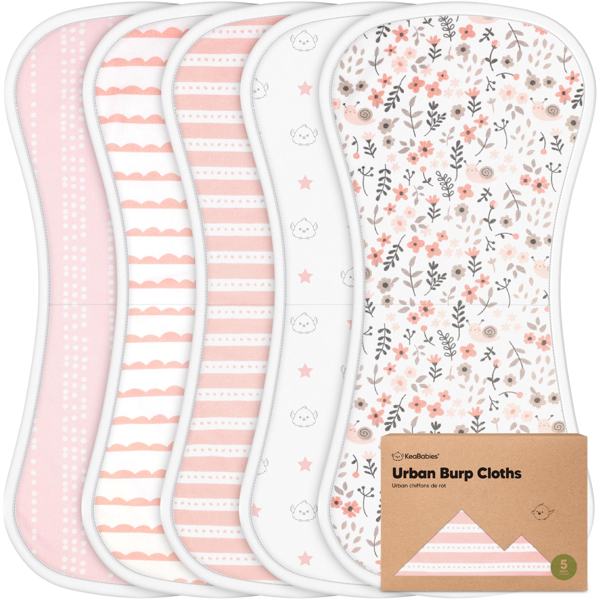 Organic cotton burp cloths with figure-8 design for newborn sensitive skin