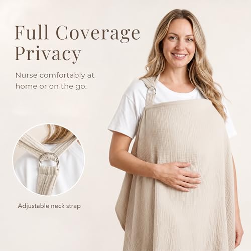 Konssy nursing cover demonstrating adjustable neckline feature