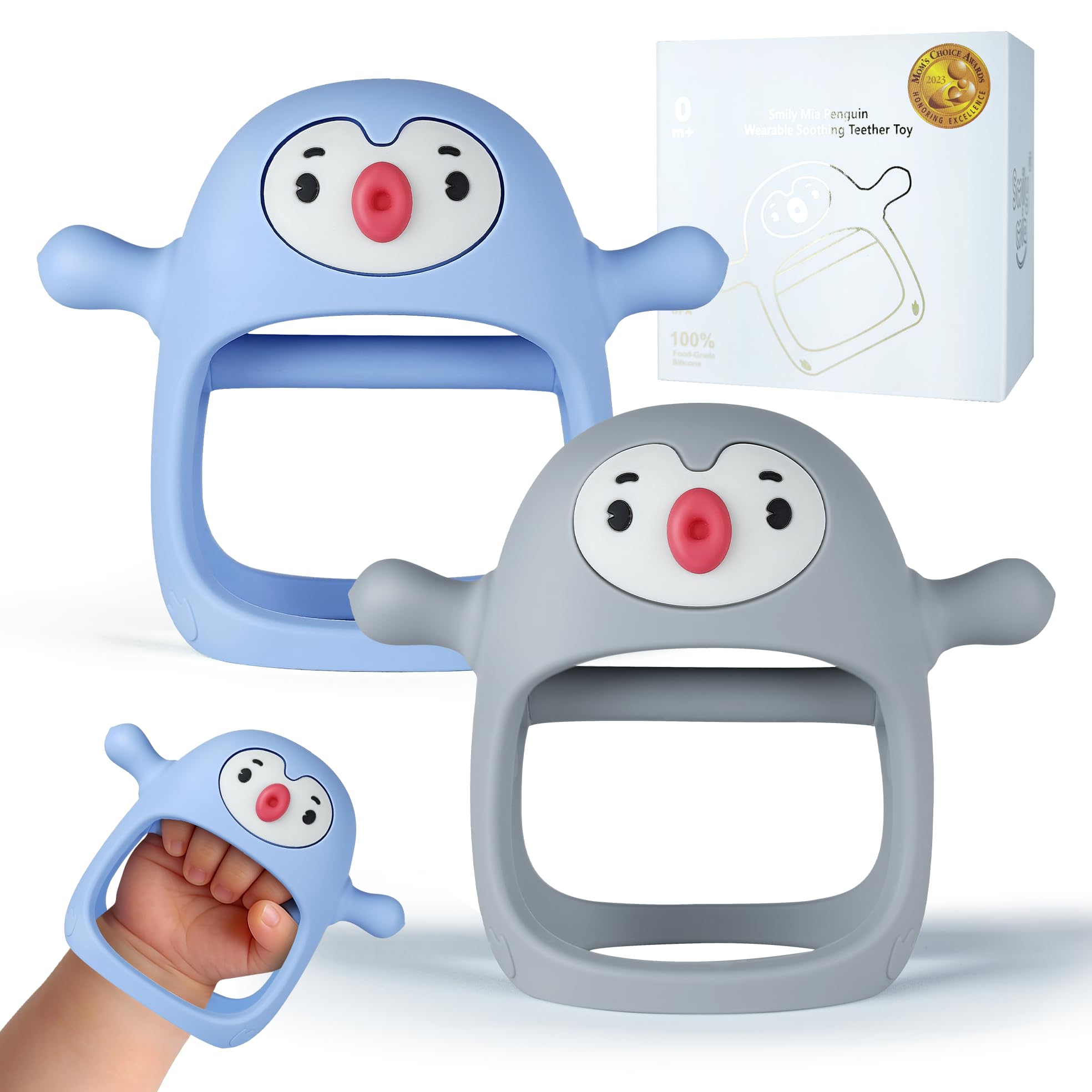 Smily Mia penguin silicone hand teether for babies