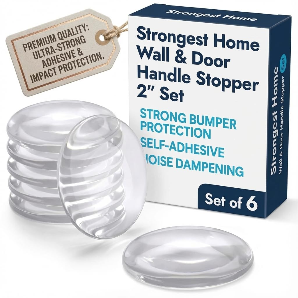 STRONGEST HOME clear adhesive wall door stoppers